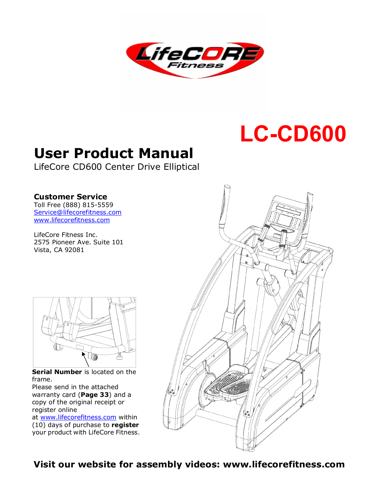 Lifecore fitness LC-CD600 User Manual