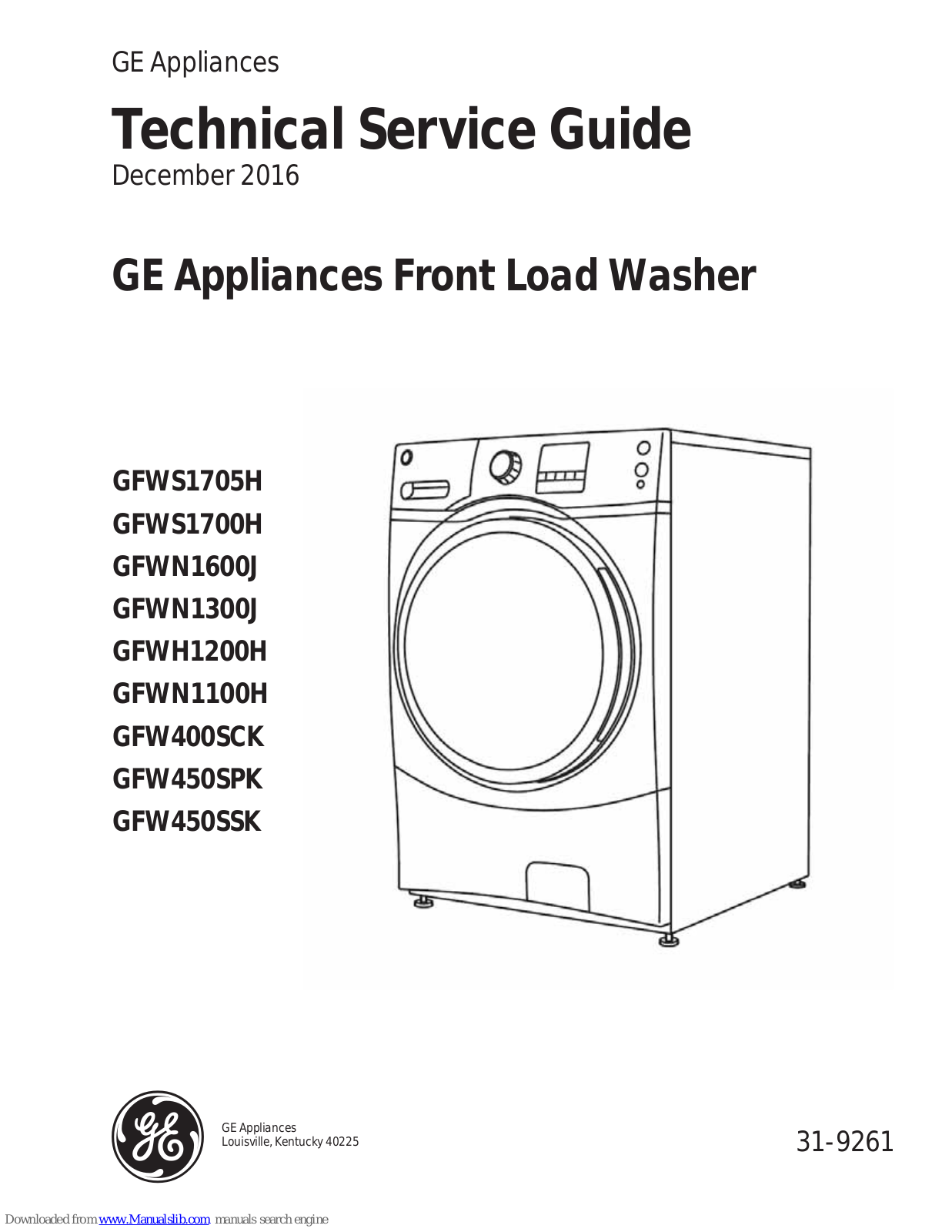 GE GFWS1700H, GFWS1705H, GFWN1600J, GFWN1300J, GFWH1200H Technical Service Manual