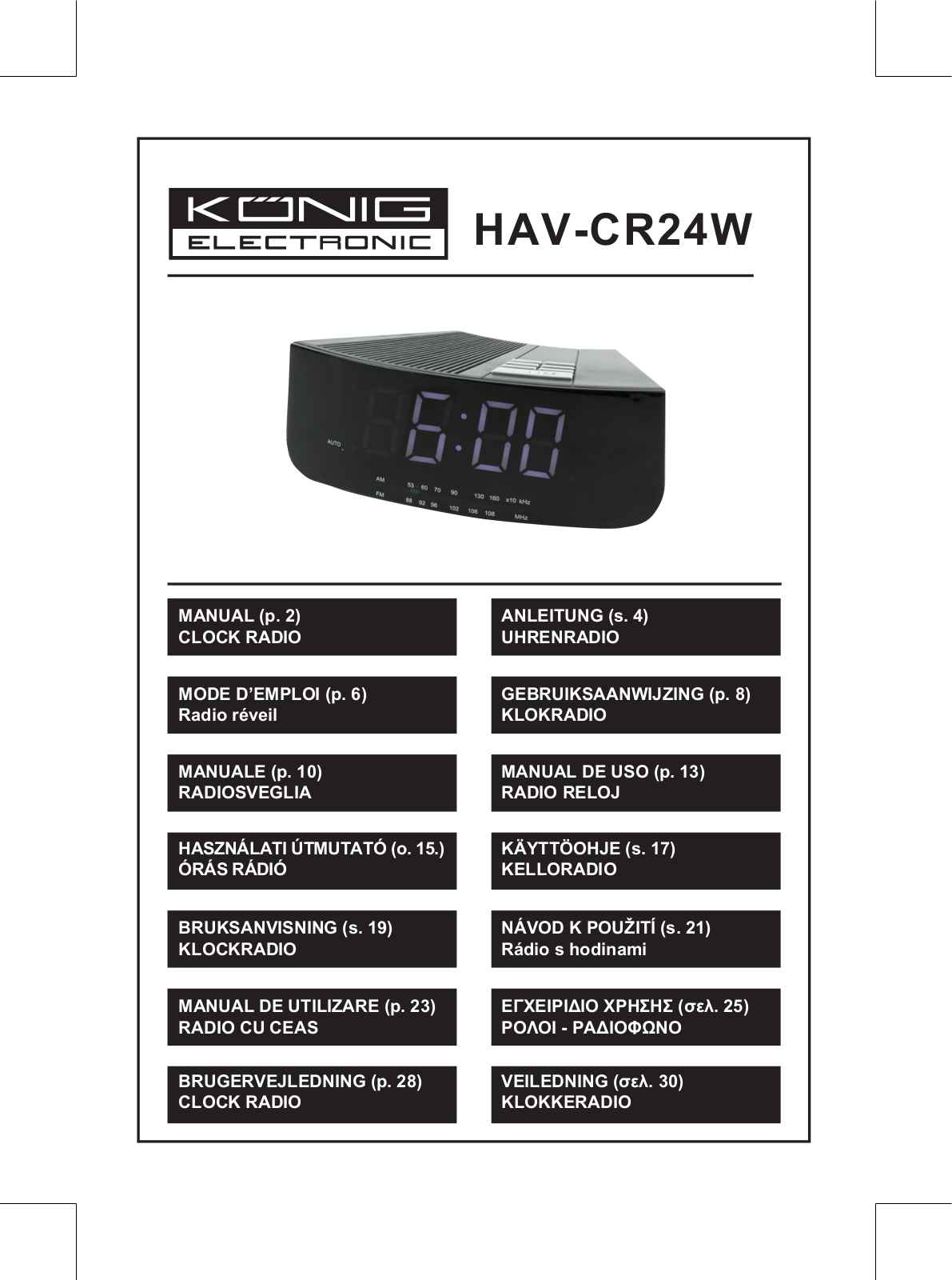 Konig clock radio with white led User Manual