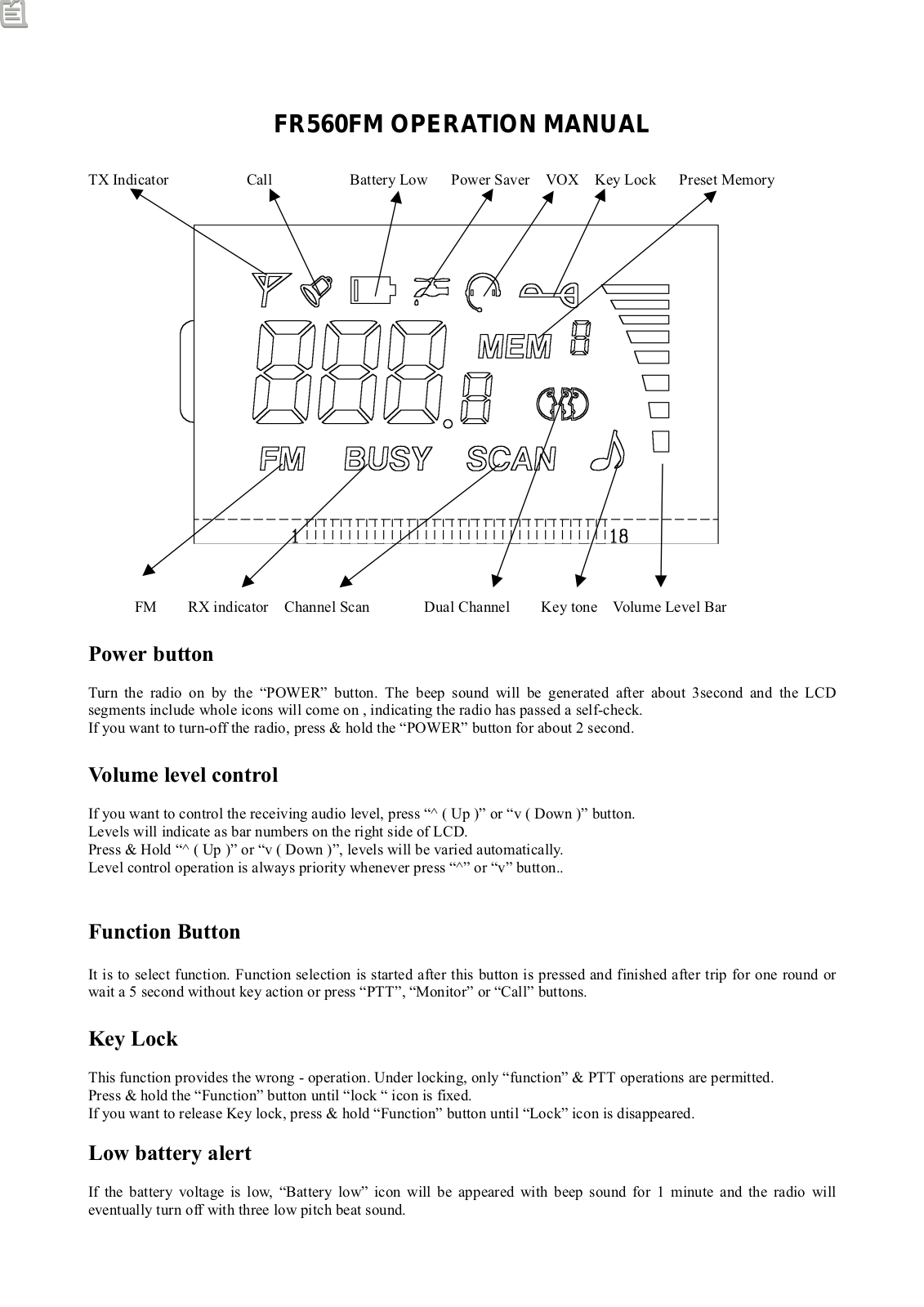 Audiovox FR560 Users Manual