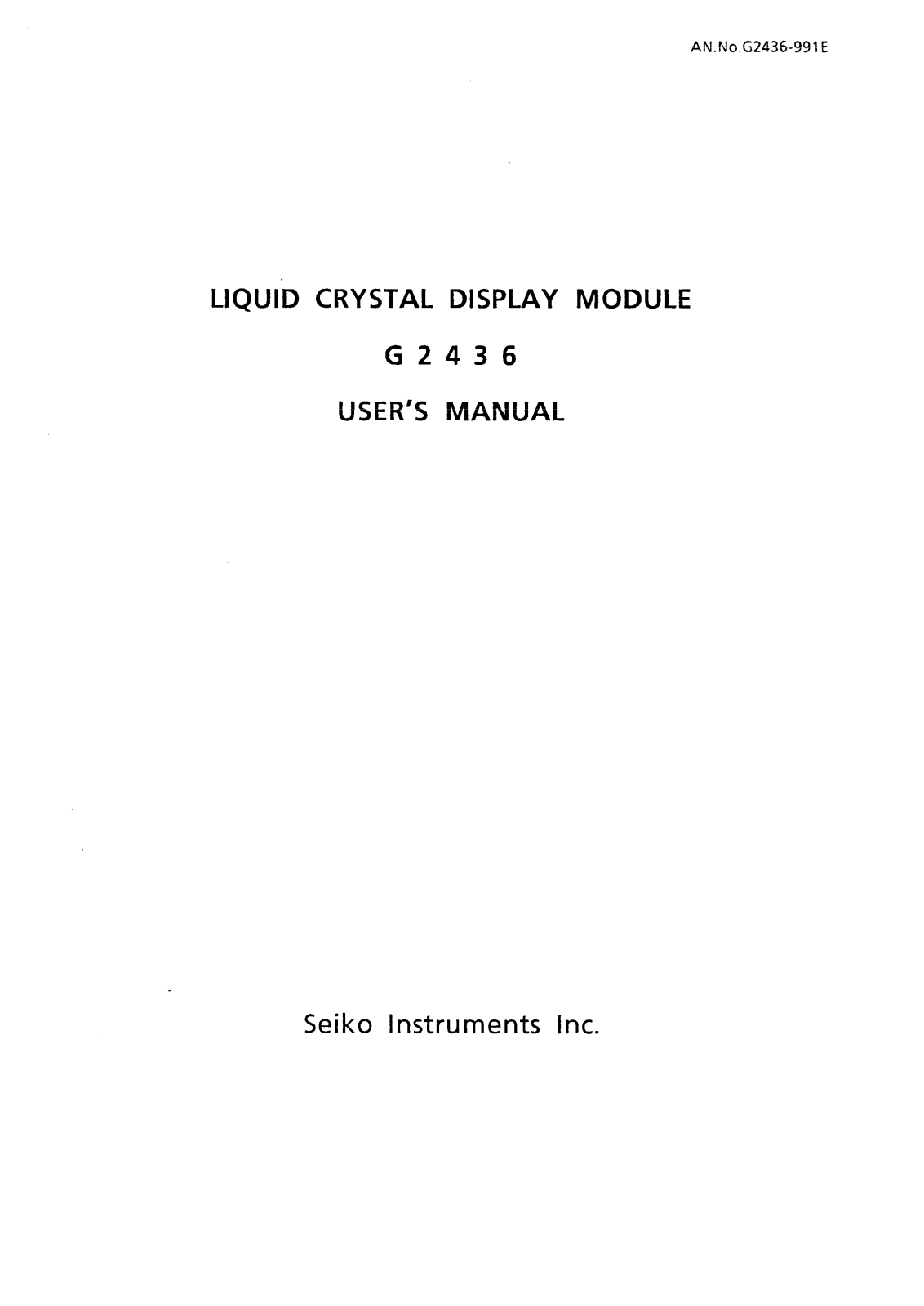 Seiko G243600J000, G243600A100, G243600A000, G243625A000, G243621A100 Datasheet