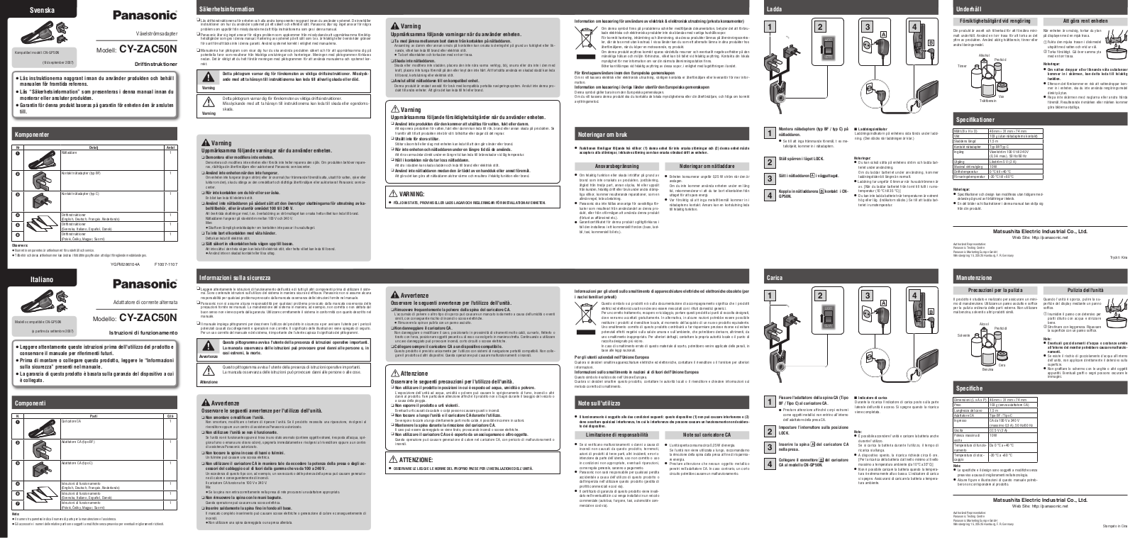 Panasonic CY-ZAC50N Instructions Manual