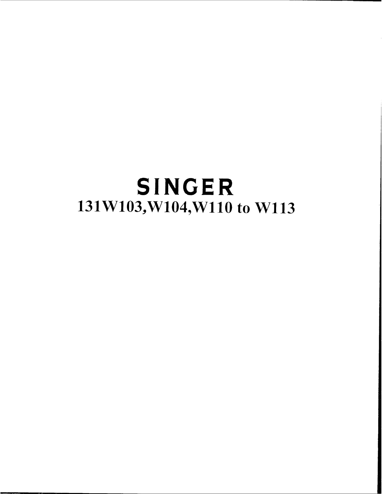 Singer 113W111, 113W110, 113W104, 113W113, 131W103 Instruction Manual