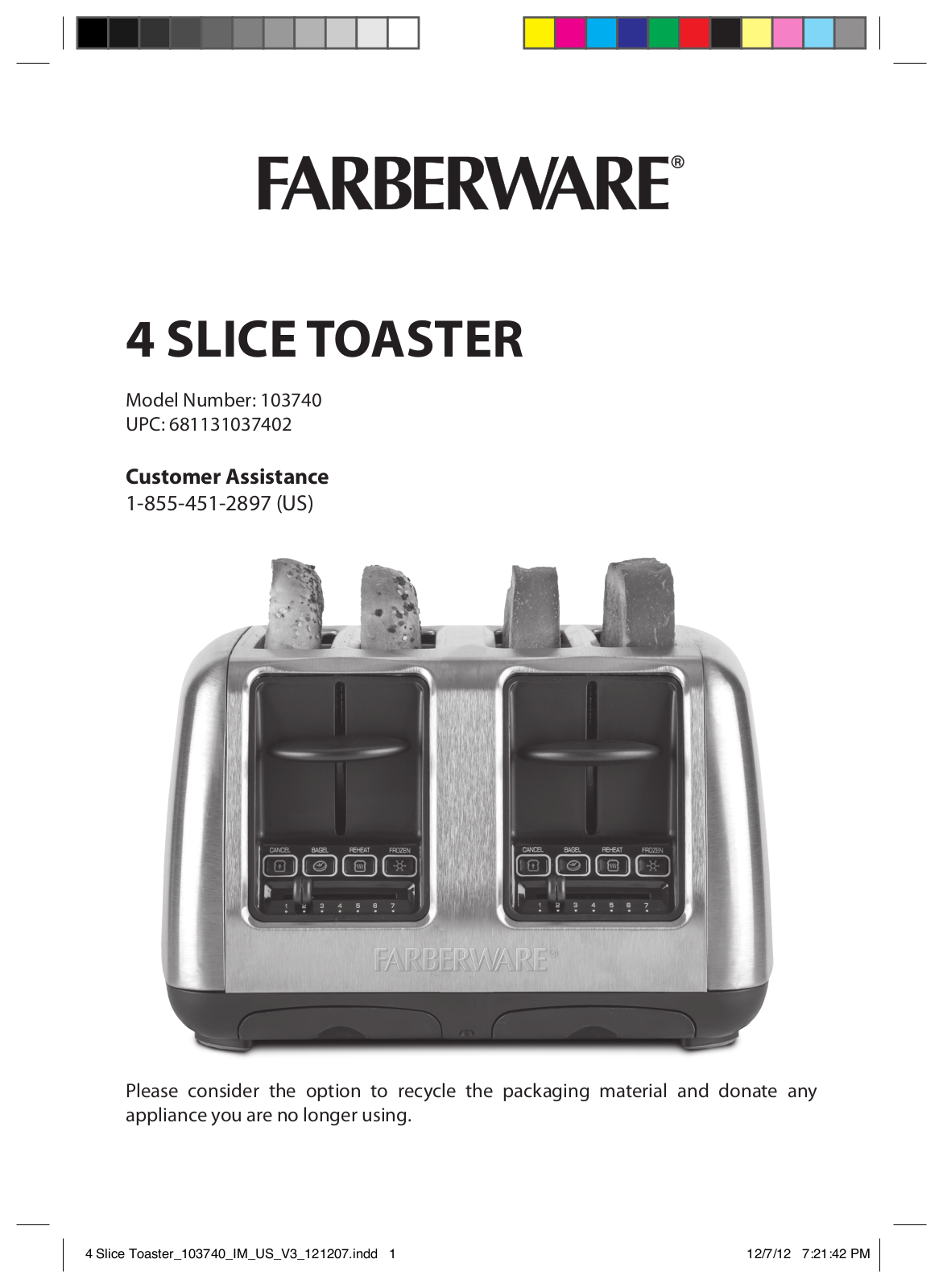 FARBERWARE 103740 User Manual