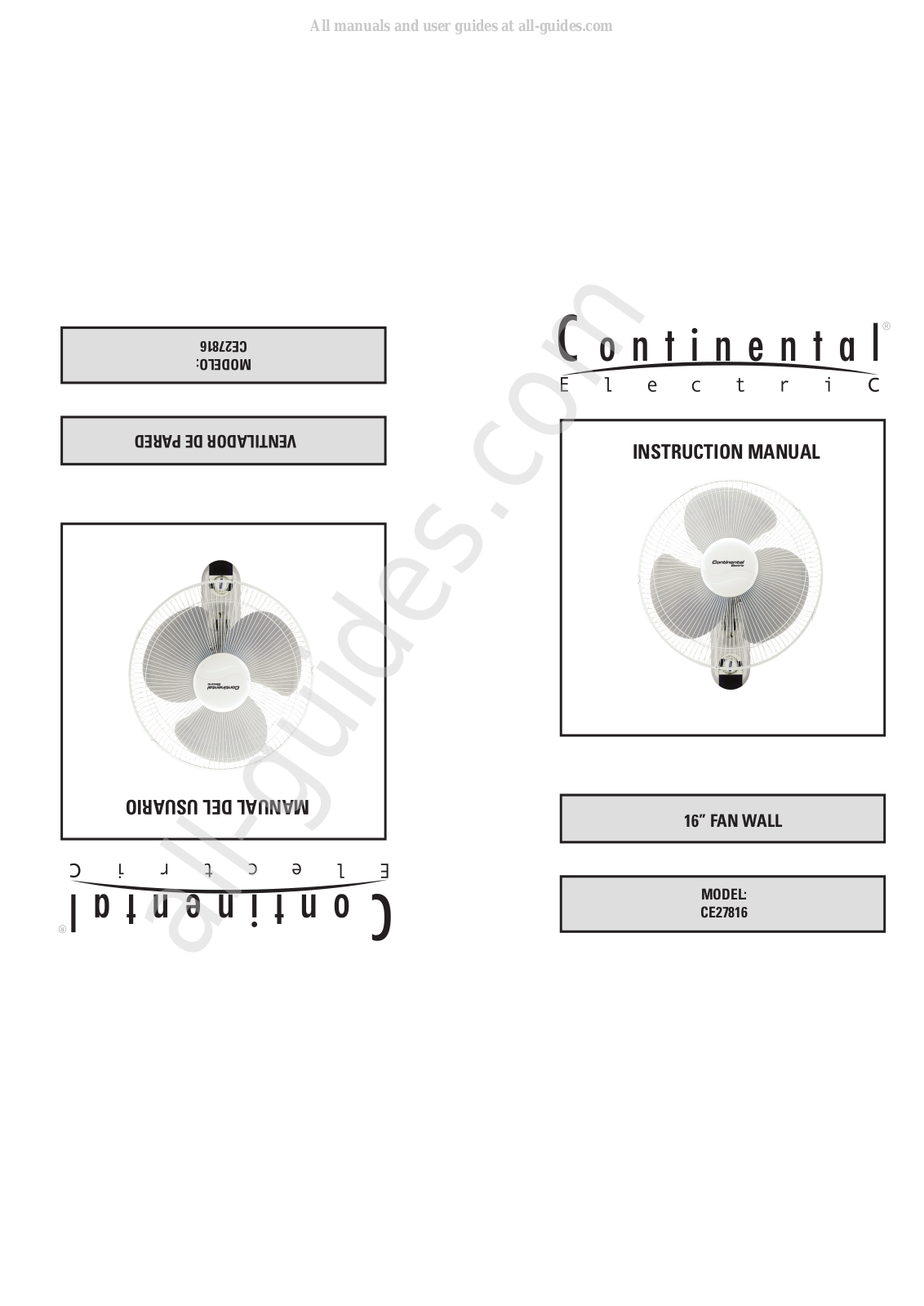 Continental Refrigerator CE27816 Instruction Manual