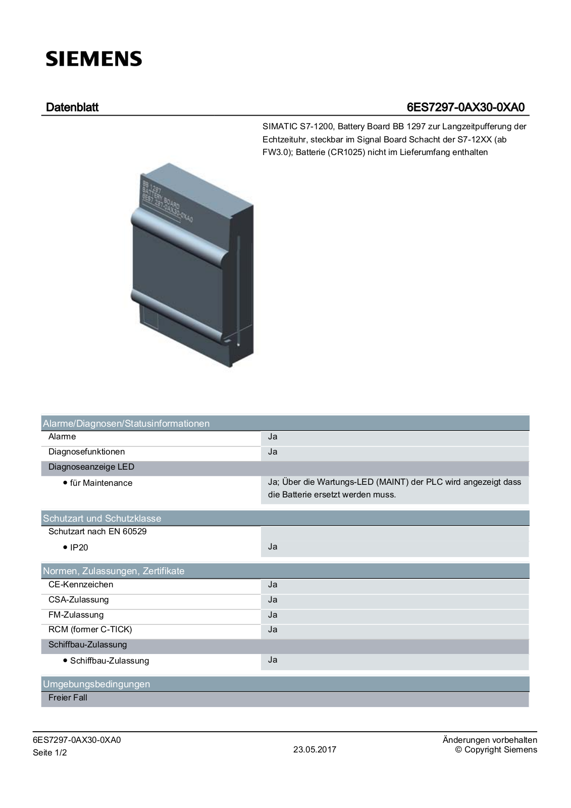 SIEMENS BB 1297 Datasheet - ManualMachine.com