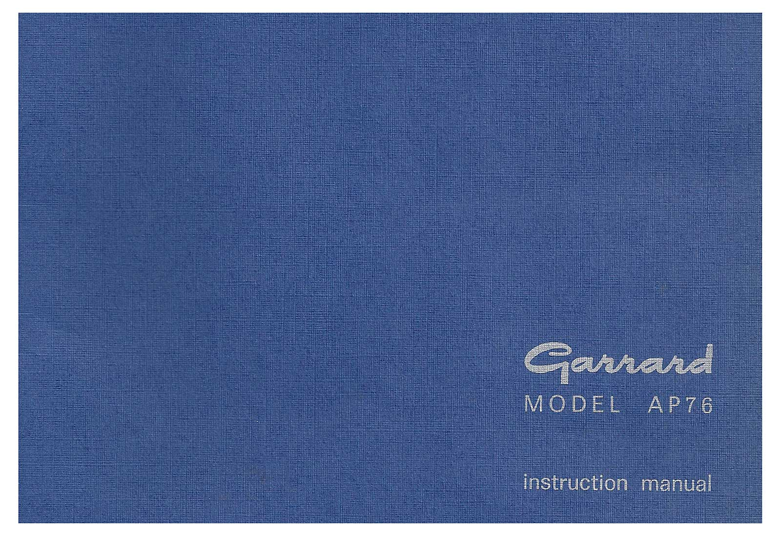 Garrard AP-76 Owners Manual