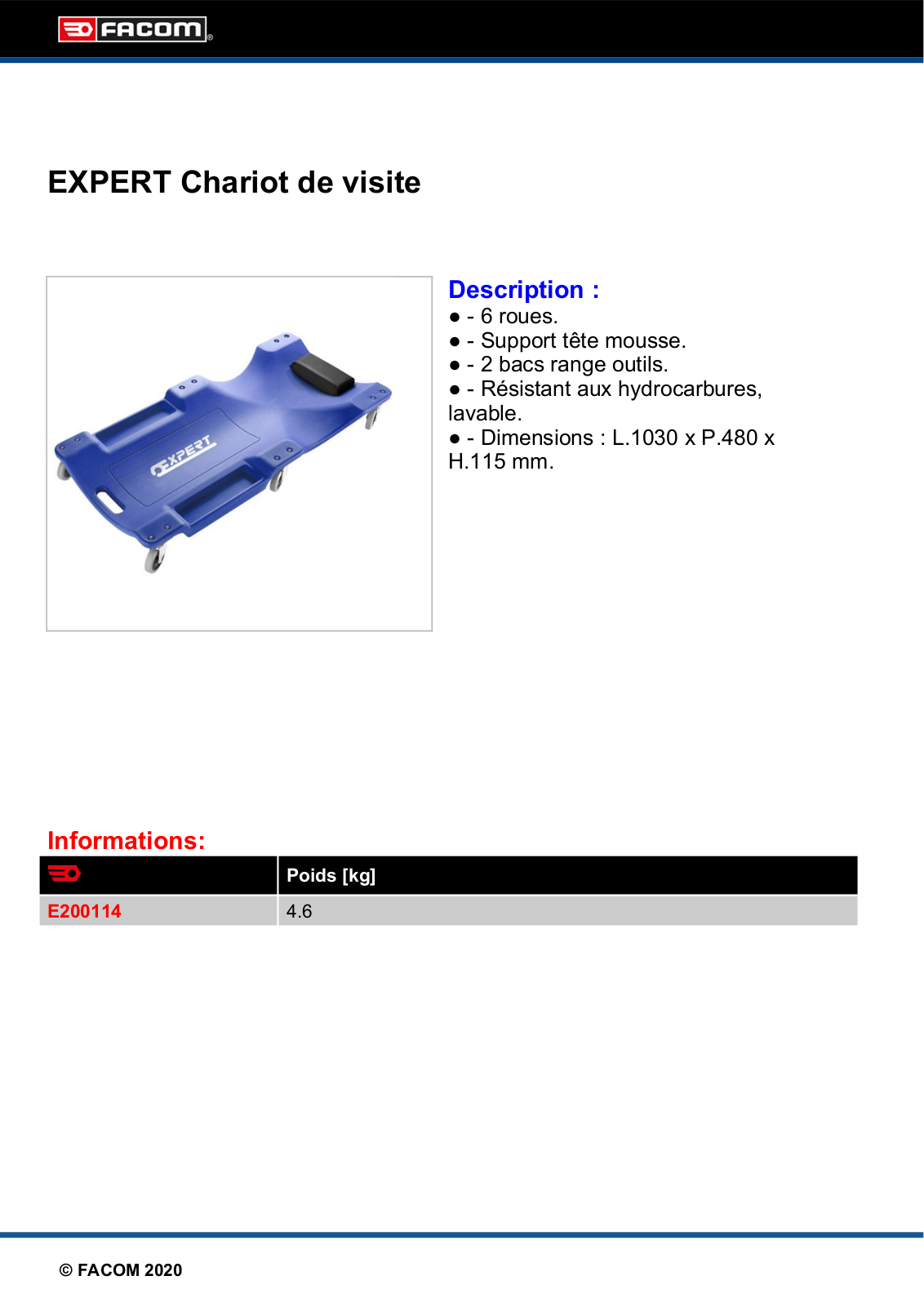 FACOM E200114 Specification - ManualMachine.com