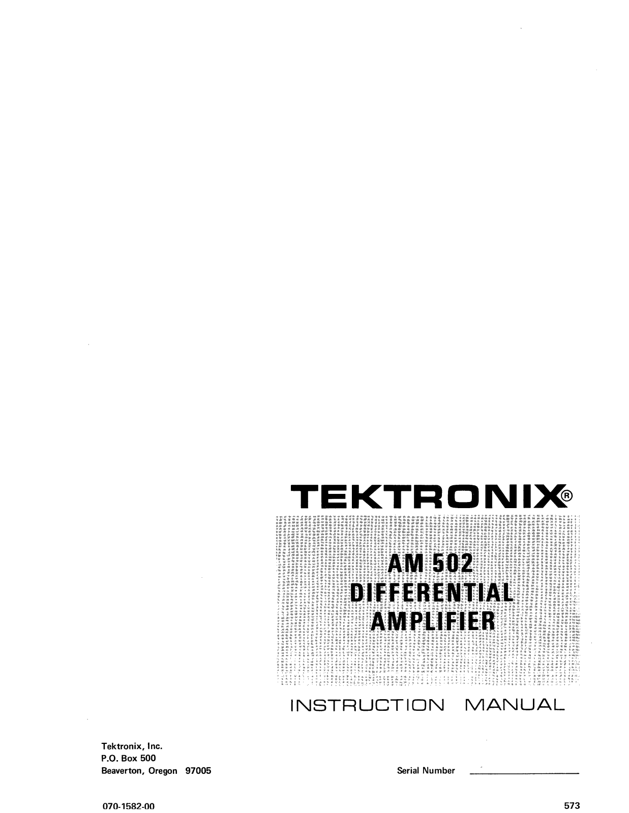 Tektronix AM 502 Service manual