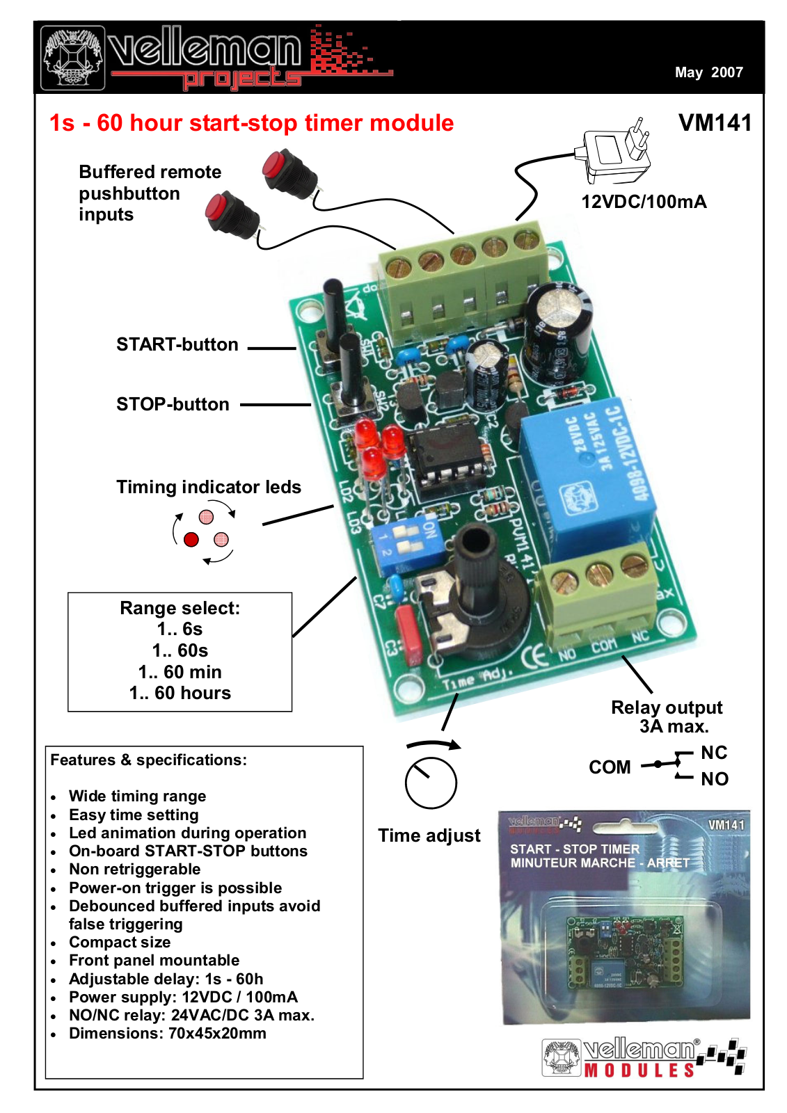 Velleman VM141 Datasheet - ManualMachine.com