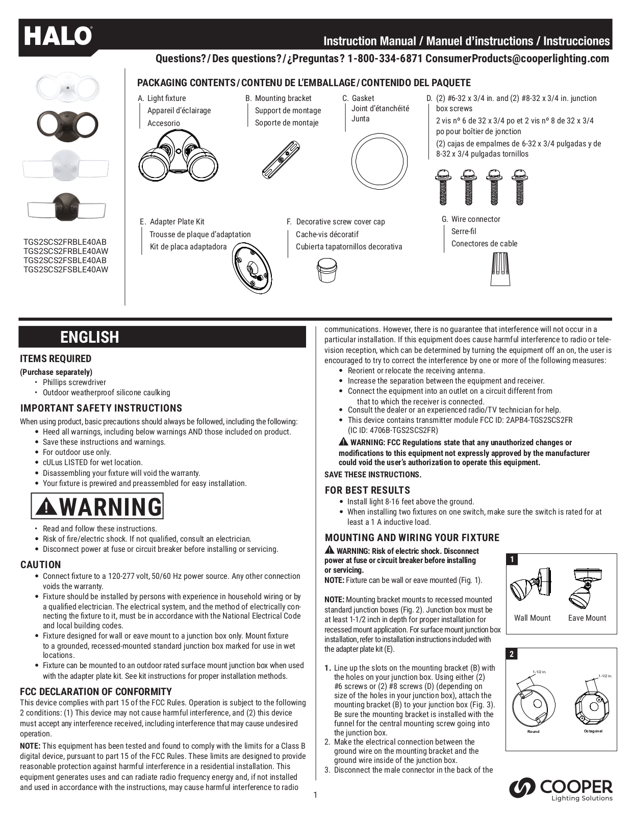 HALO FT18VC Instruction Manual