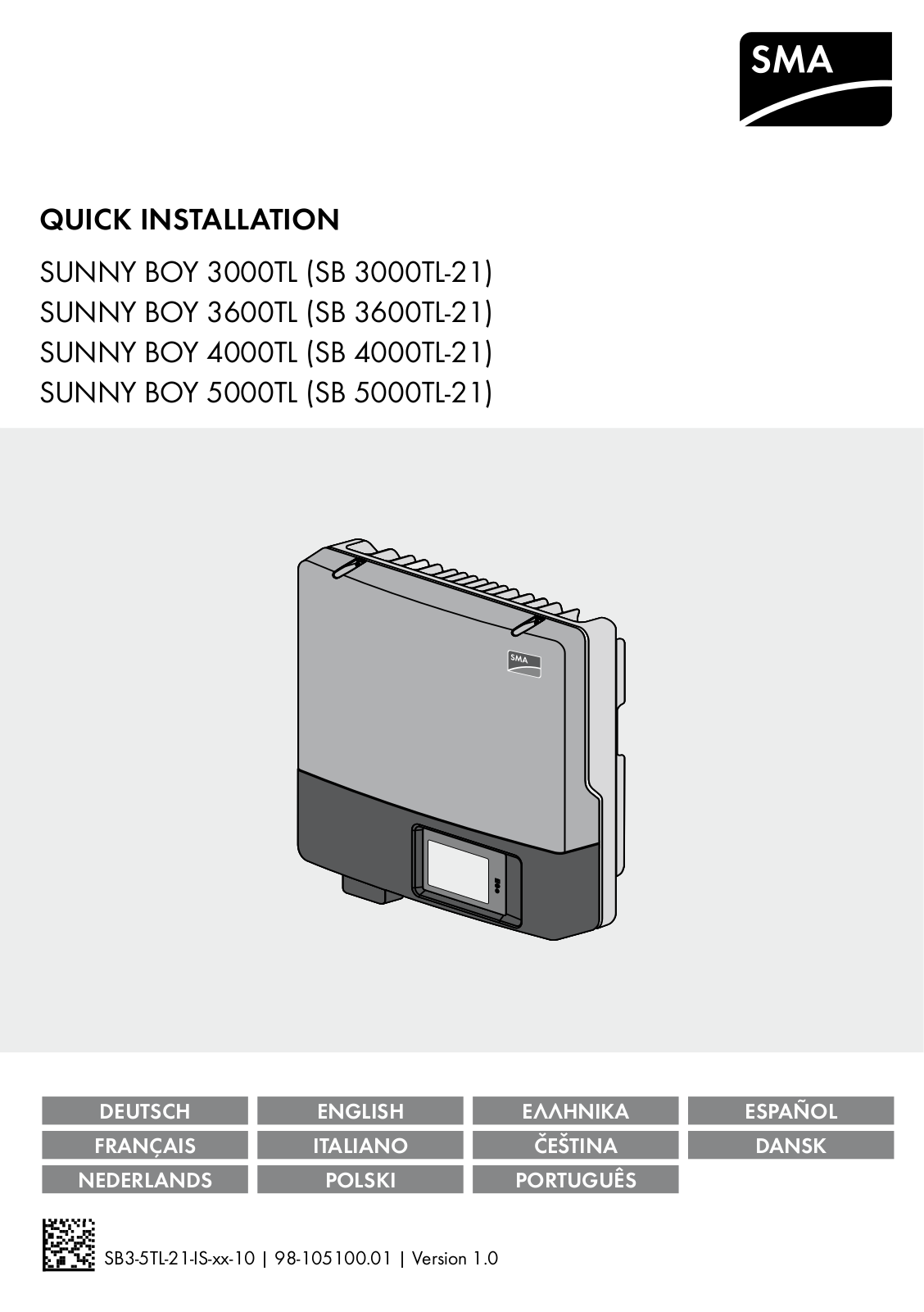 SMA SUNNY BOY 3000TL, SB 3000TL-21, SUNNY BOY 3600TL, SUNNY BOY 4000TL, SB 4000TL-21 Quick Installation