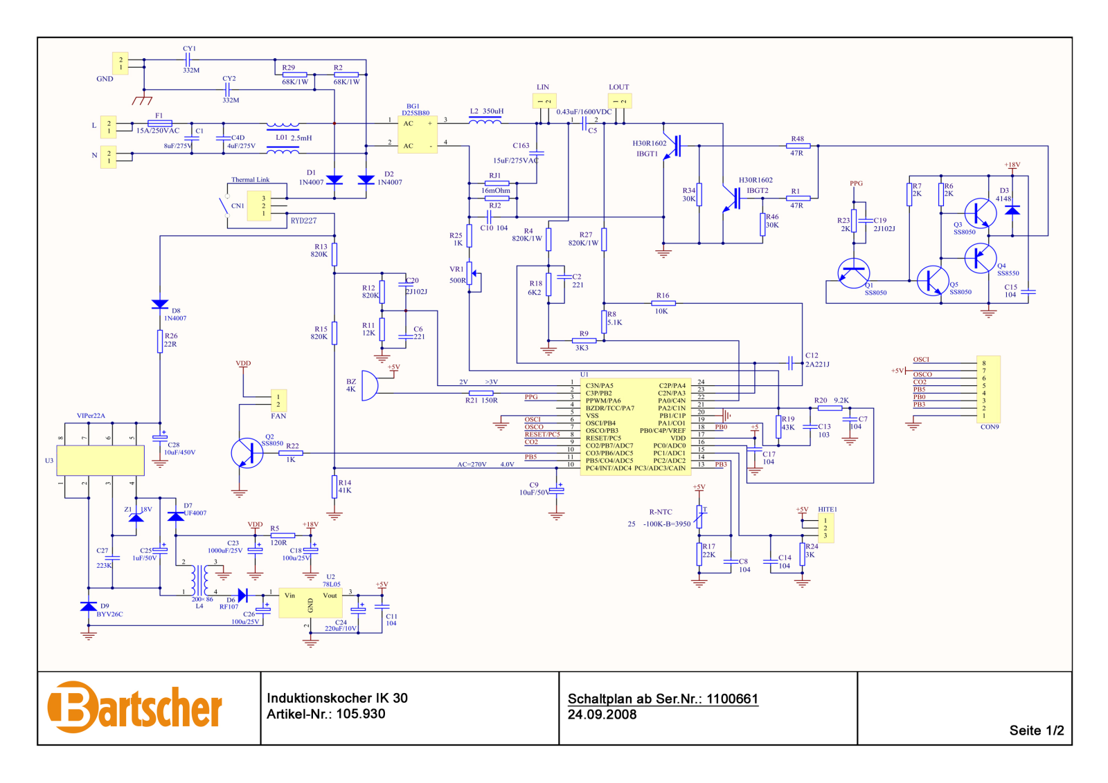 BARTSCHER 105930 User Manual