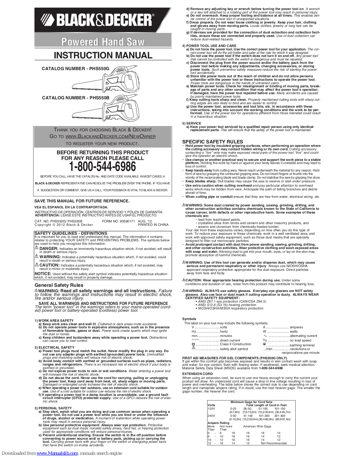 Black & Decker PHS550G Instruction Manual