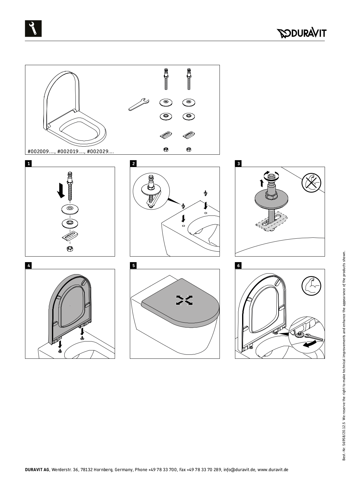 Duravit 0020190000, 0020090000 Mounting instructions