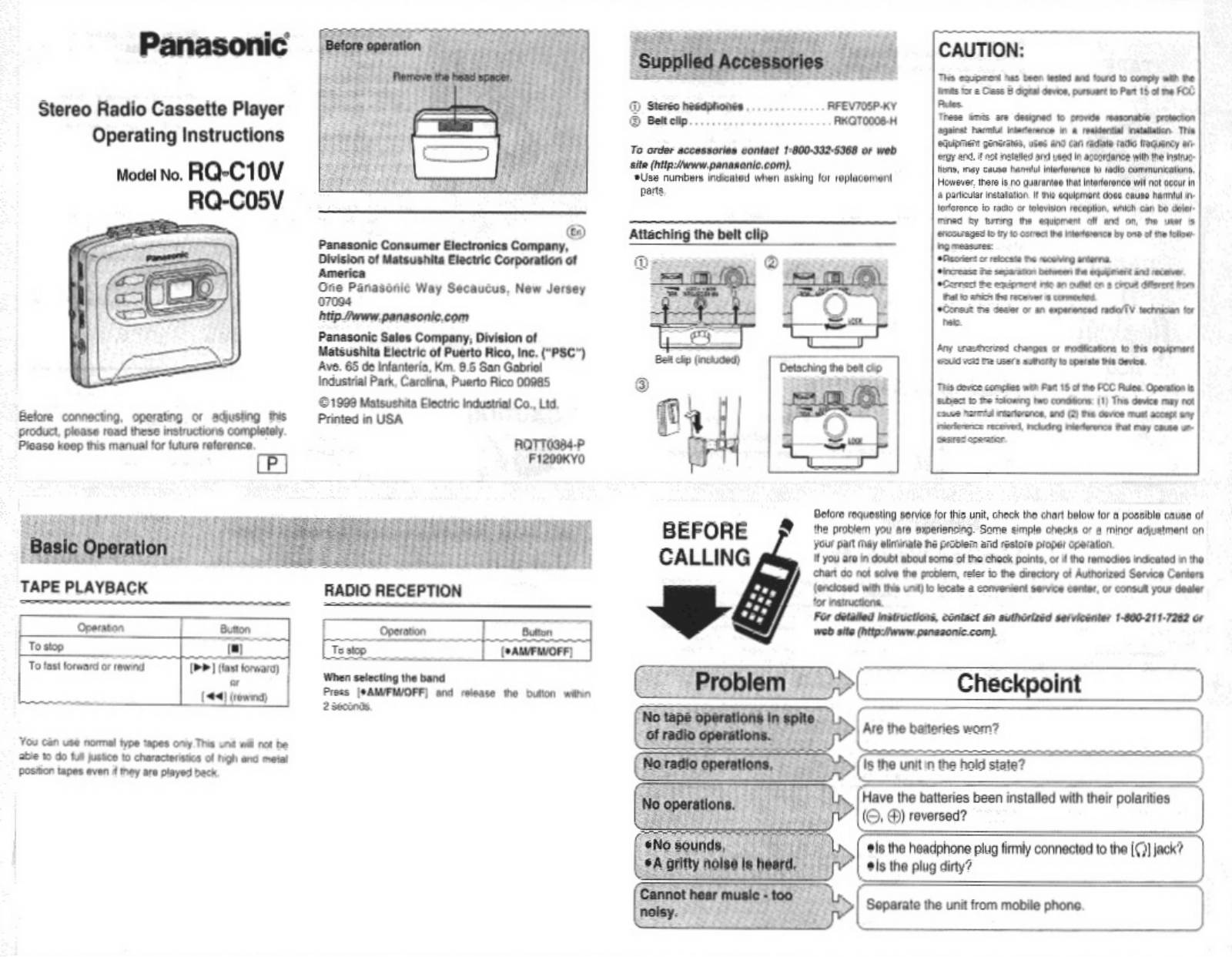 Panasonic RQ-C10V, RQ-C05V User Manual