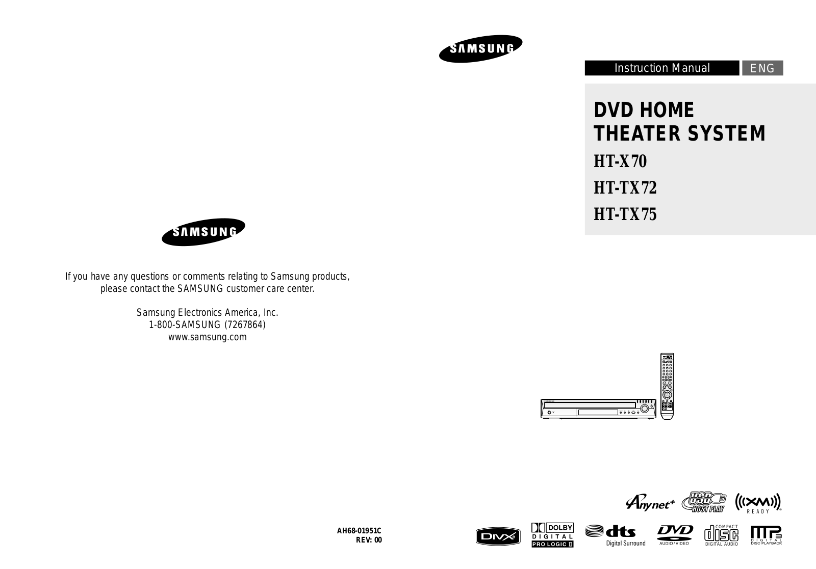 Samsung HT-X70T, HT-TX72T, HT-TX75T User Manual
