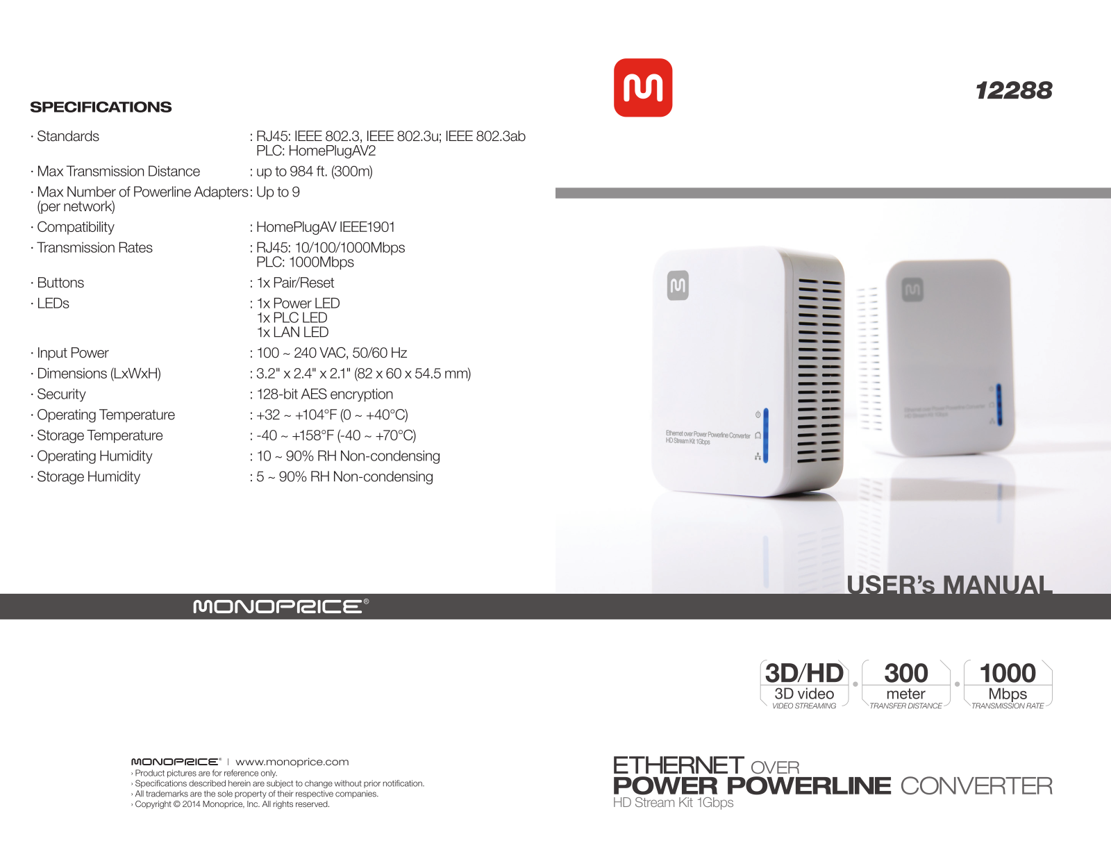 Monoprice 12288 User Manual