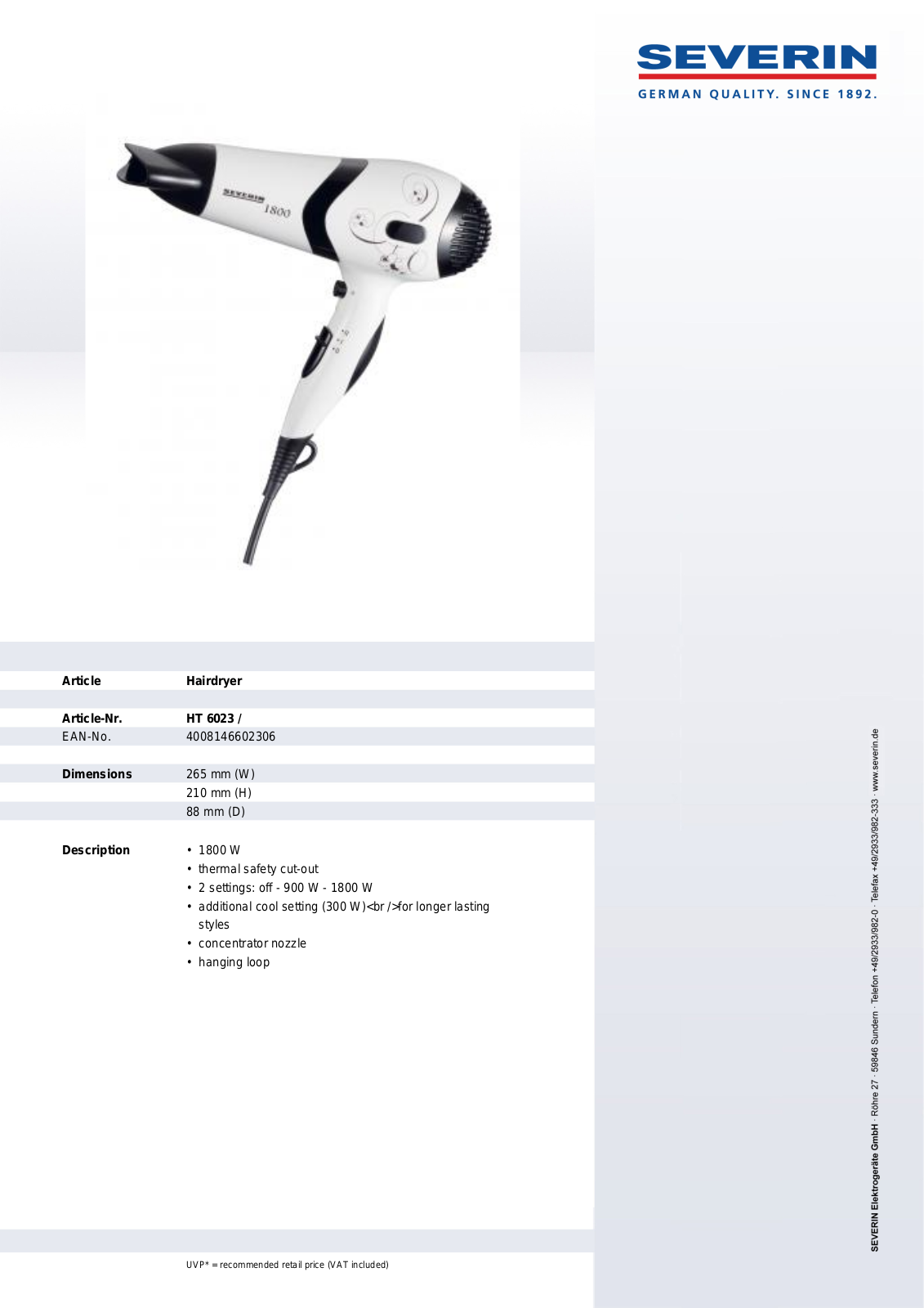 Severin HT 6023 User Manual