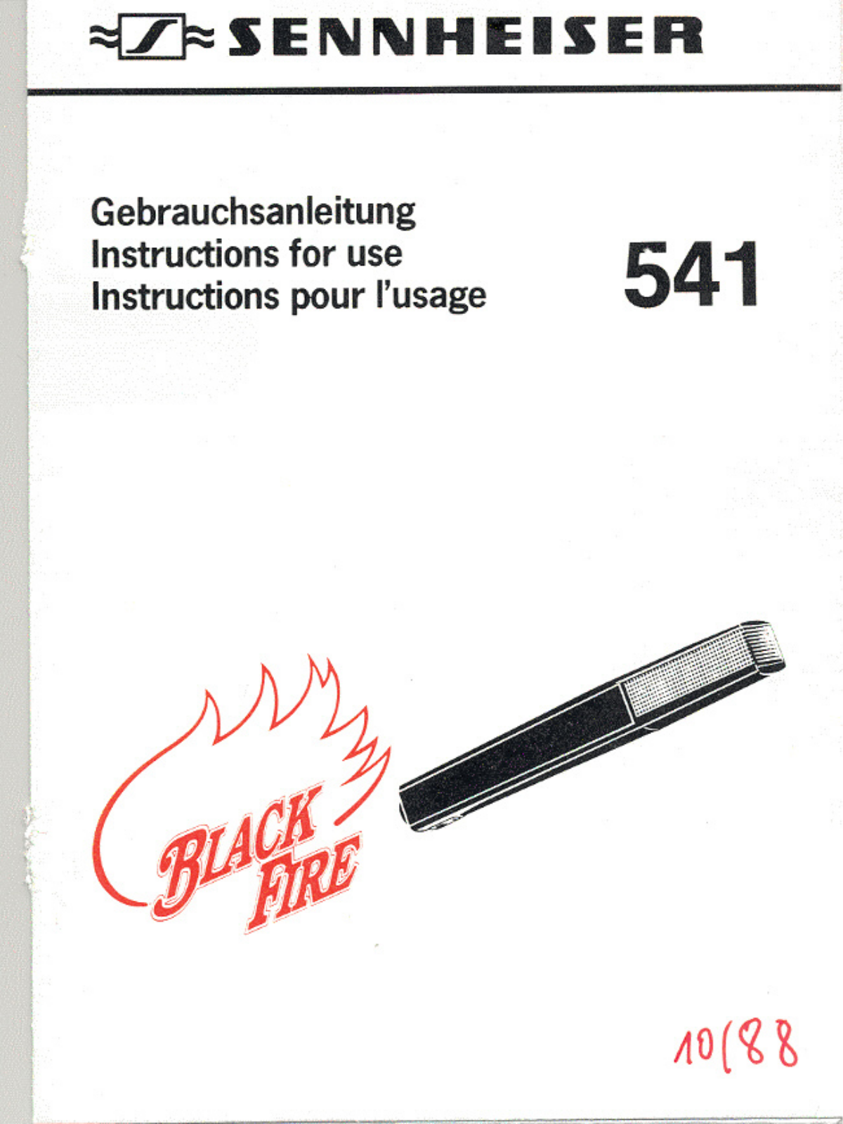 Sennheiser BF 541,Black Fire 541 Instructions For Use Manual