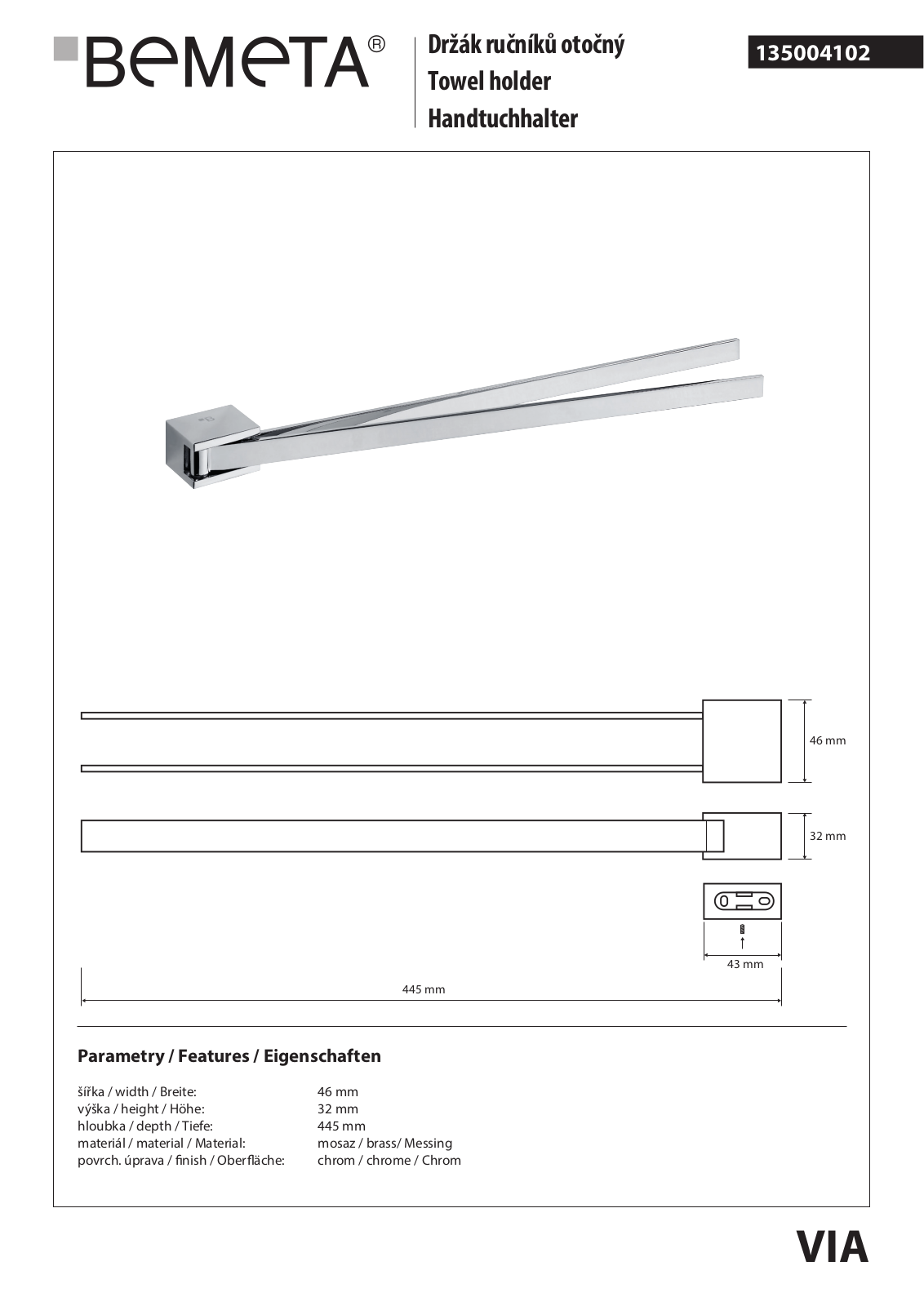 Bemeta Via 135004102 User guide