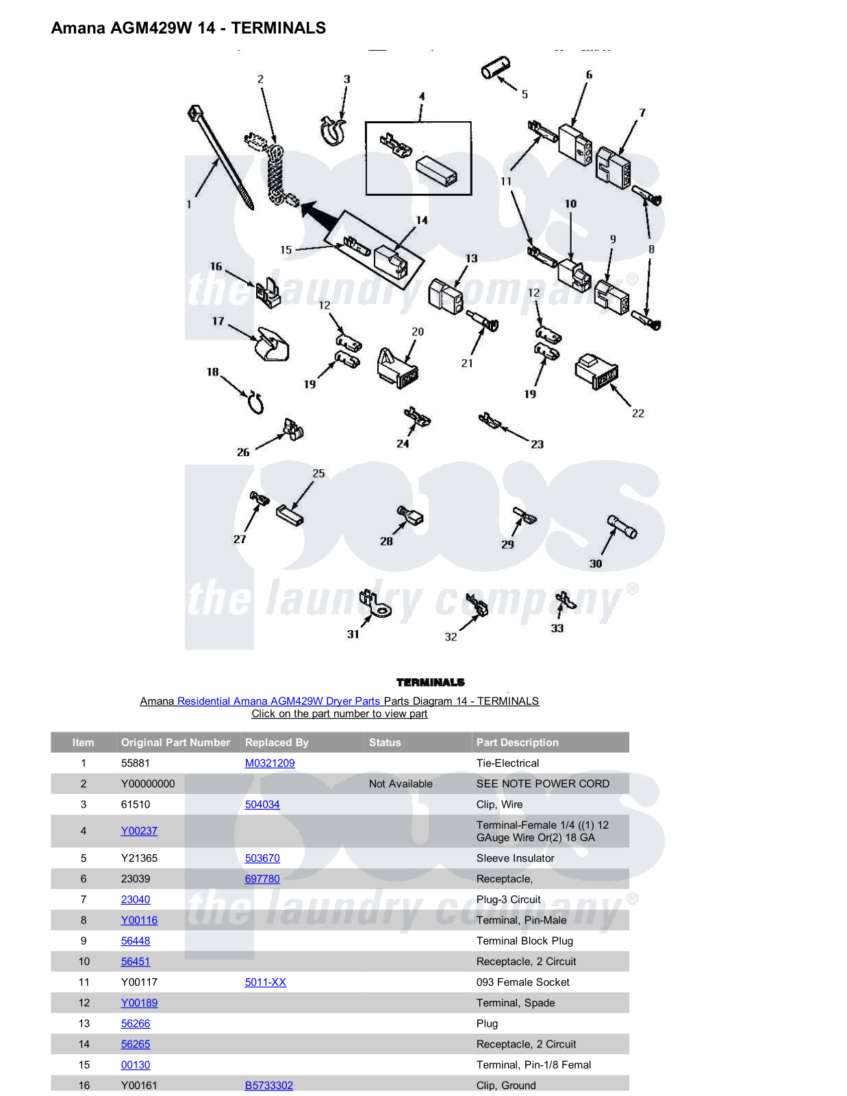 Amana AGM429W Parts Diagram