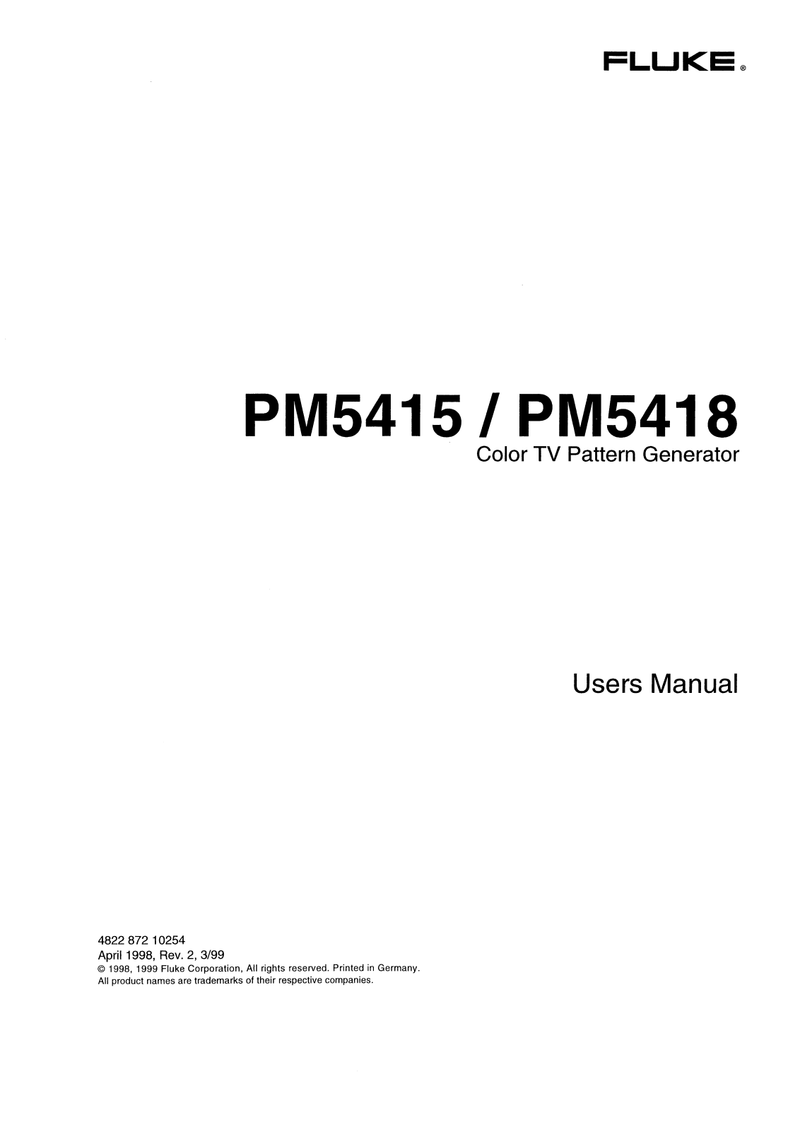 Fluke PM5418, PM5415 User Manual