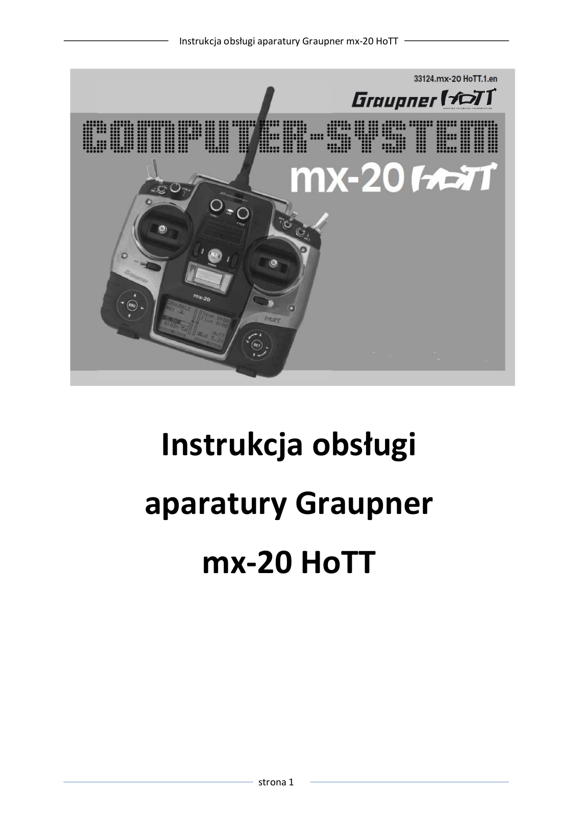 Graupner mx-20 HoTT Programming Manual