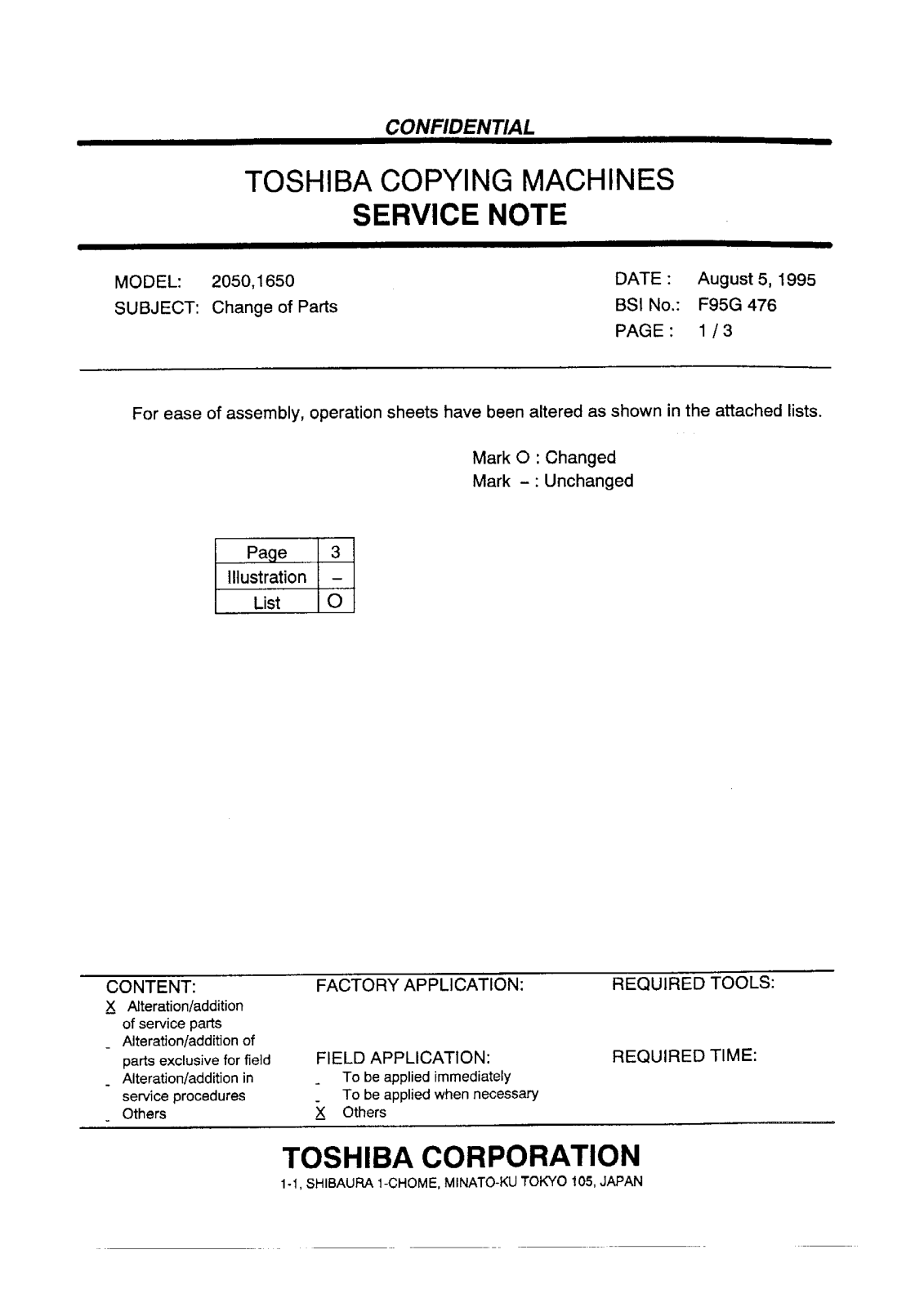 Toshiba f95g476 Service Note