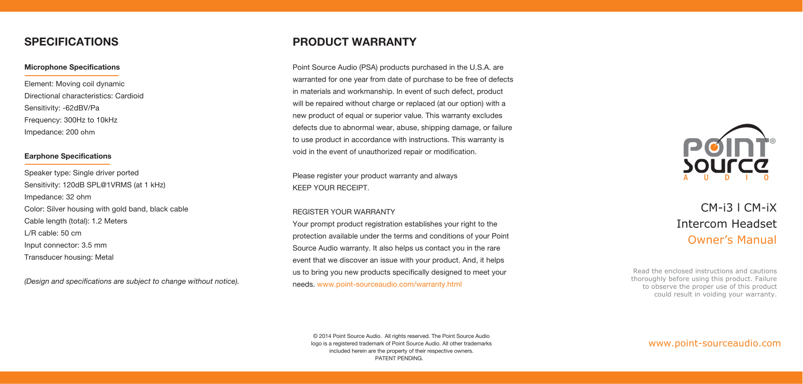 Point Source Audio CM-i3, CM-iX Users Guide - ManualMachine.com