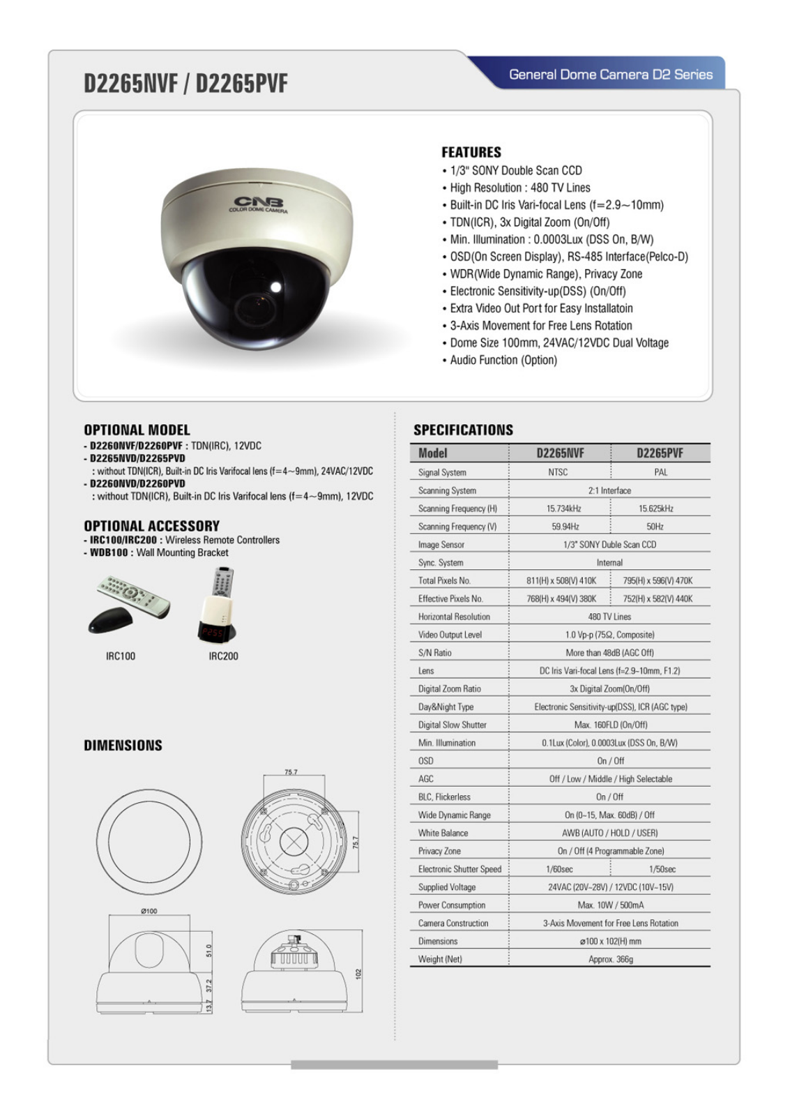 CNB D2265NVF Specsheet