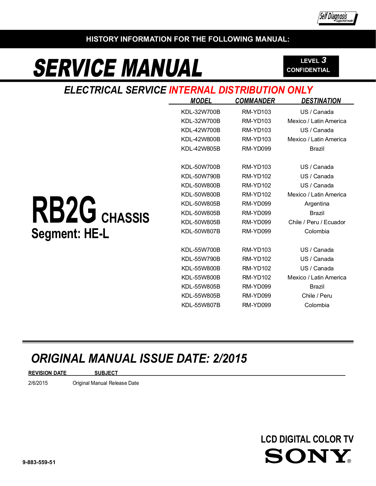 Sony KDL-32W700B, KDL-42W800B, KDL-50W805B, KDL-55W790B, KDL-55W807B Service manual