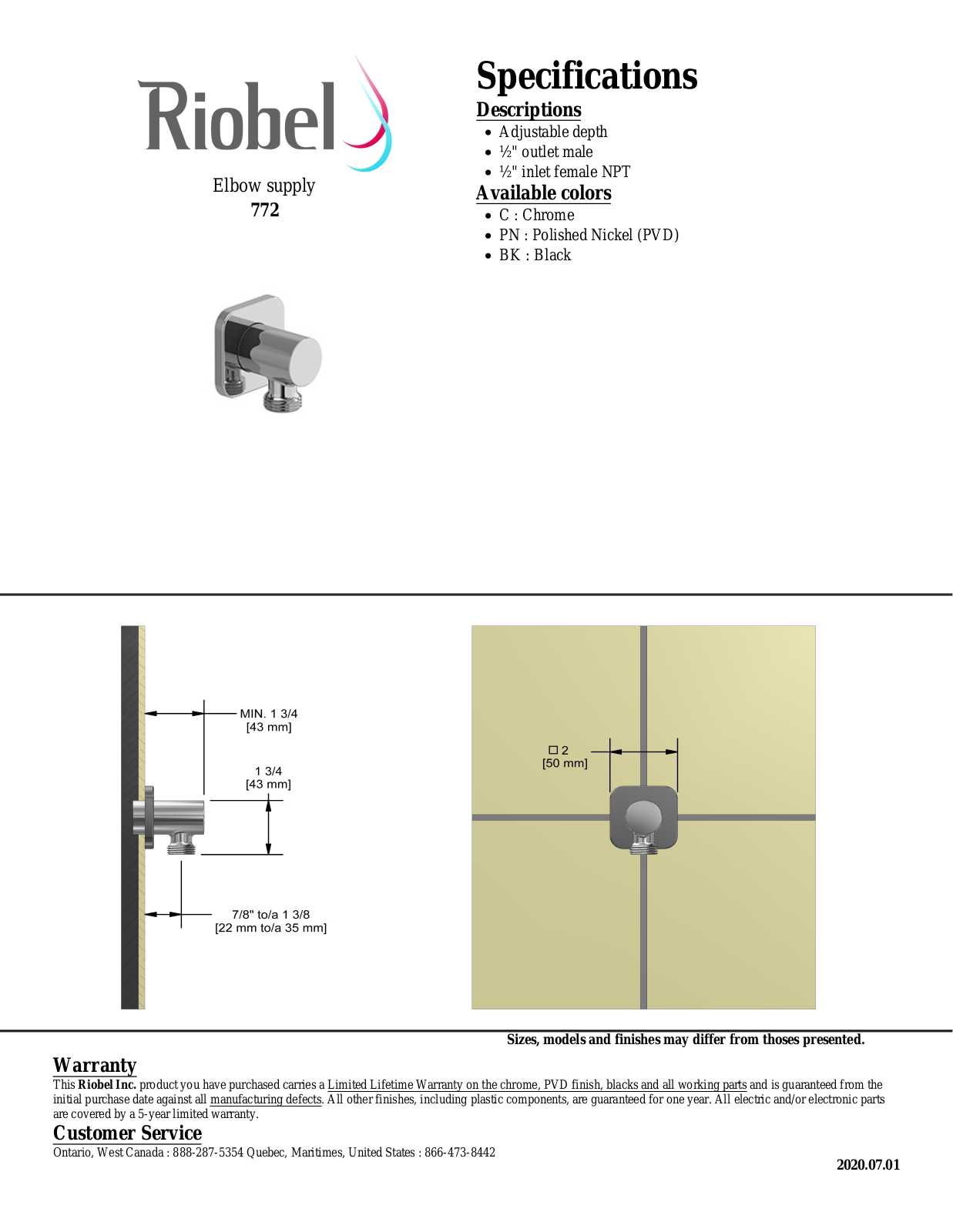 Riobel 772PN Specifications - ManualMachine.com