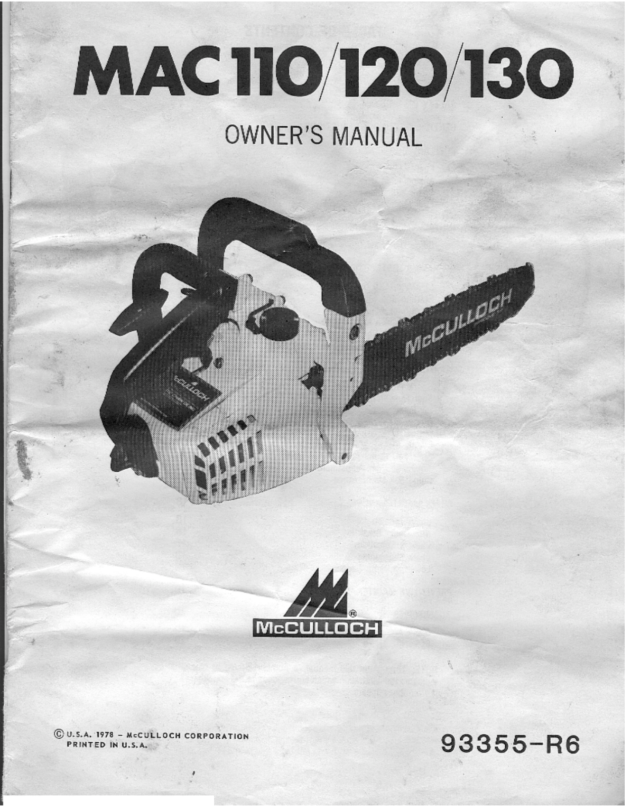 McCulloch Mac 110, Mac 120, Mac 130 Owner's Manual