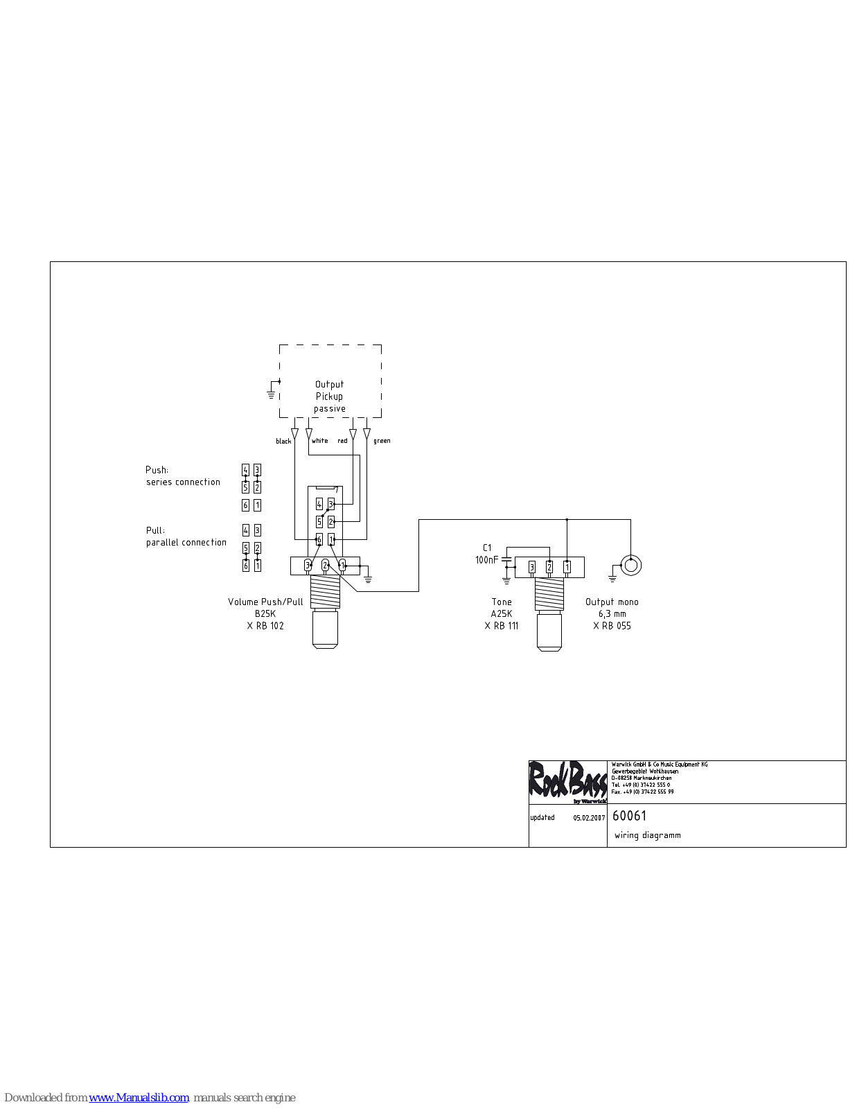 Warwick RockBass Streamer Standard Specifications - ManualMachine.com