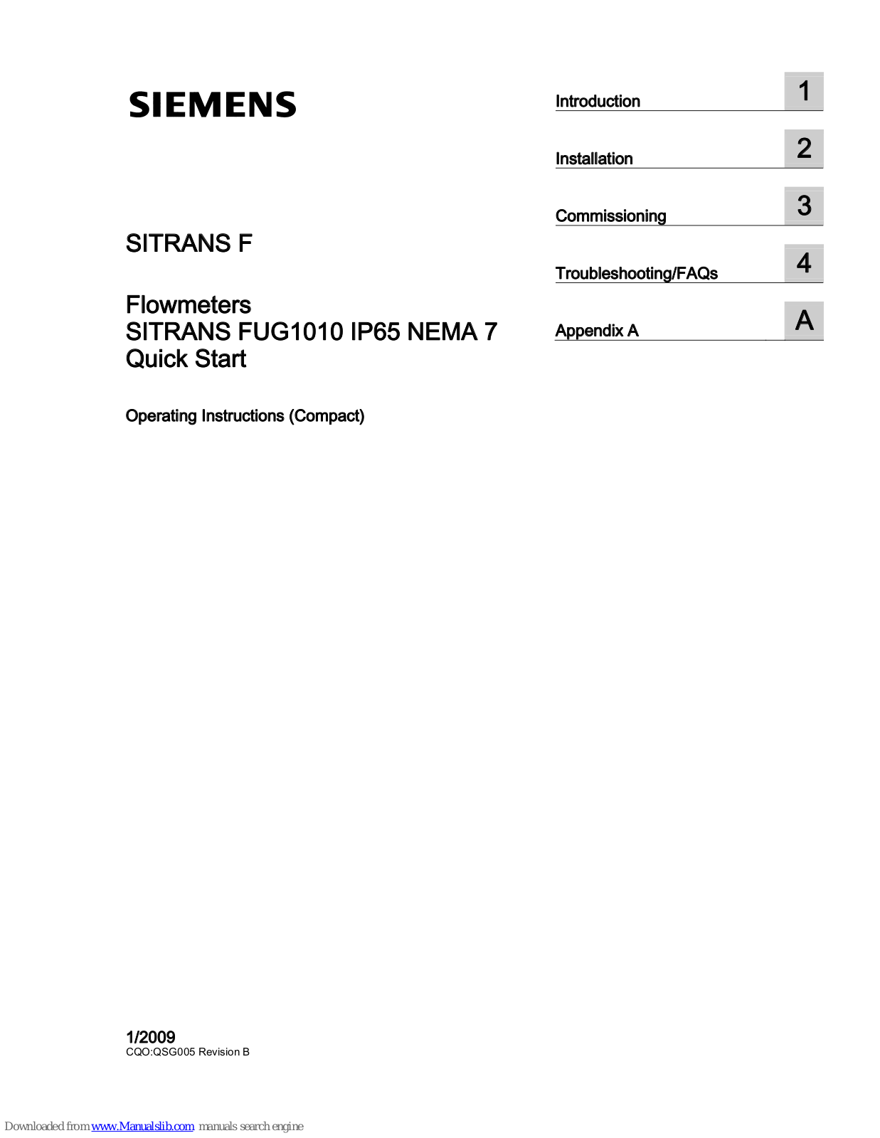 Siemens Sitrans FUG1010 Operating Instruction