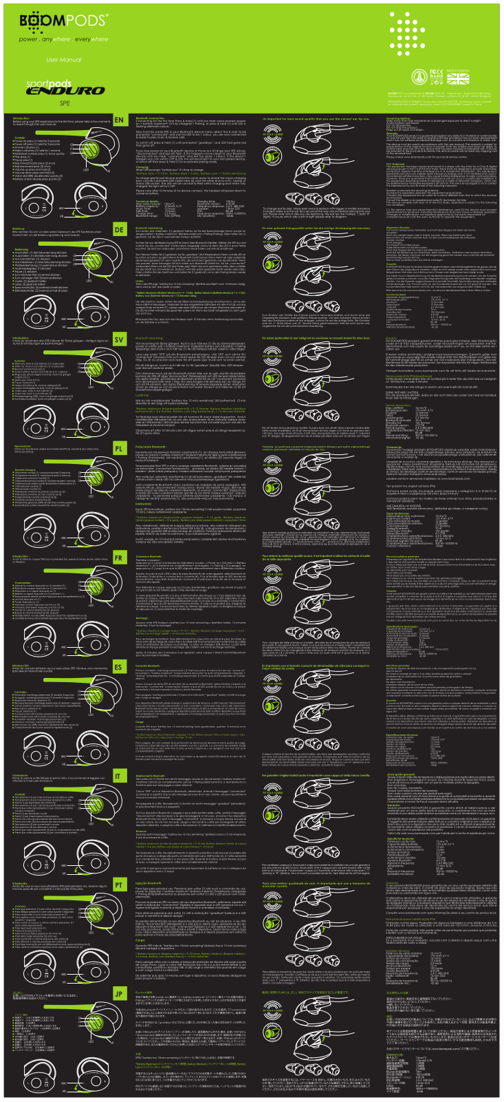 Boompods sportpods Enduro User Manual