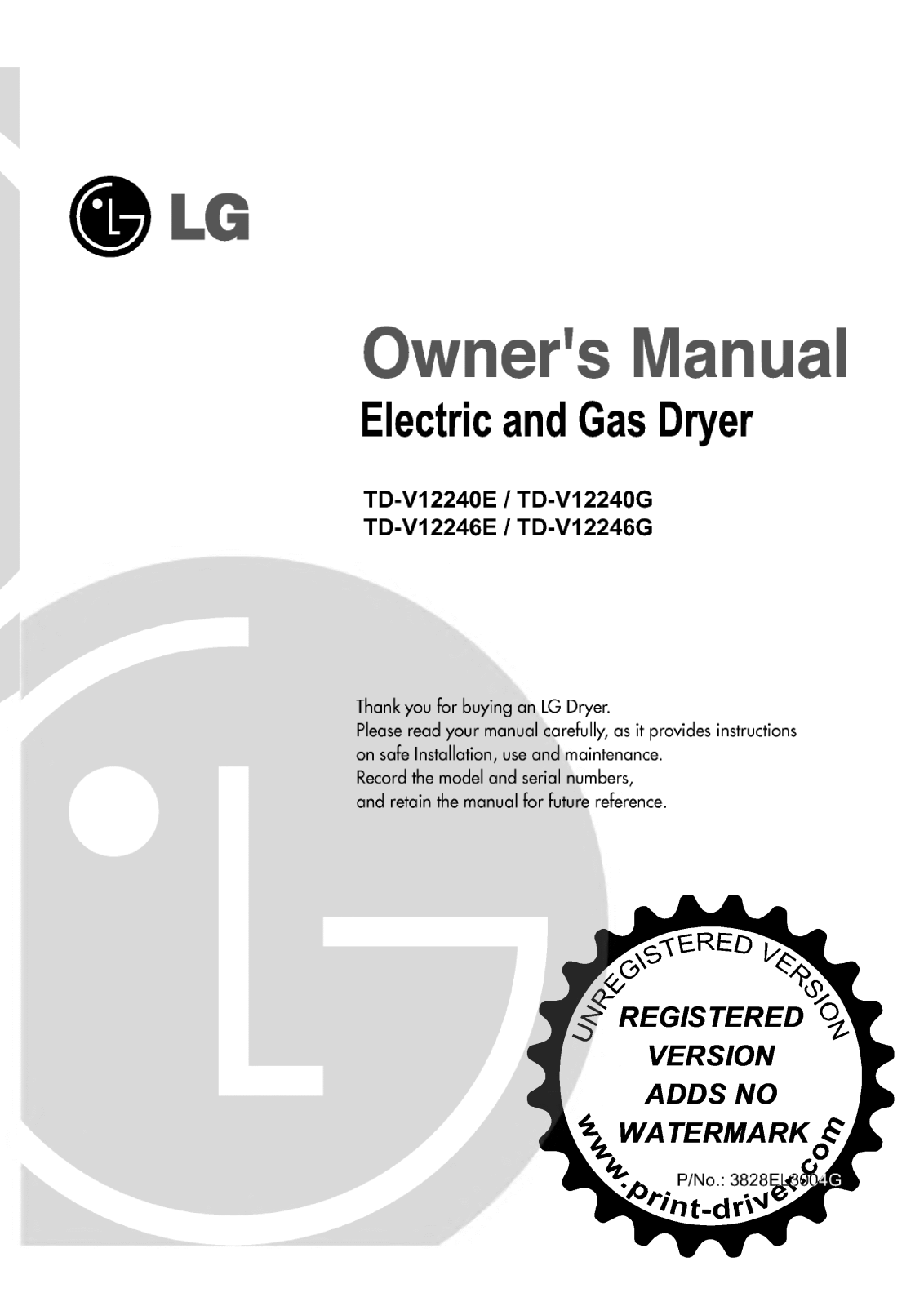 LG TD-V12246G, TD-V12240G, TD-V12240E User Manual