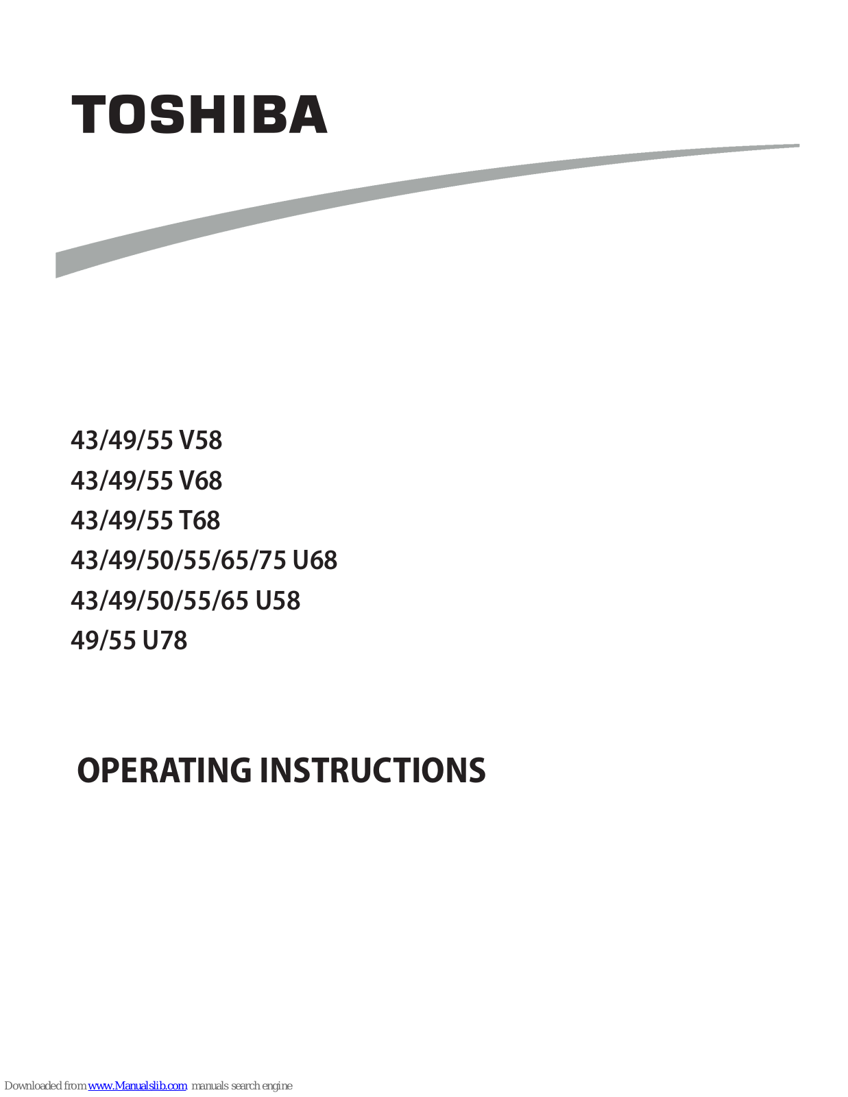 Toshiba 43 V68, 49 T68, 55 V68, 43 T68, 55 T68 Operating Instructions Manual