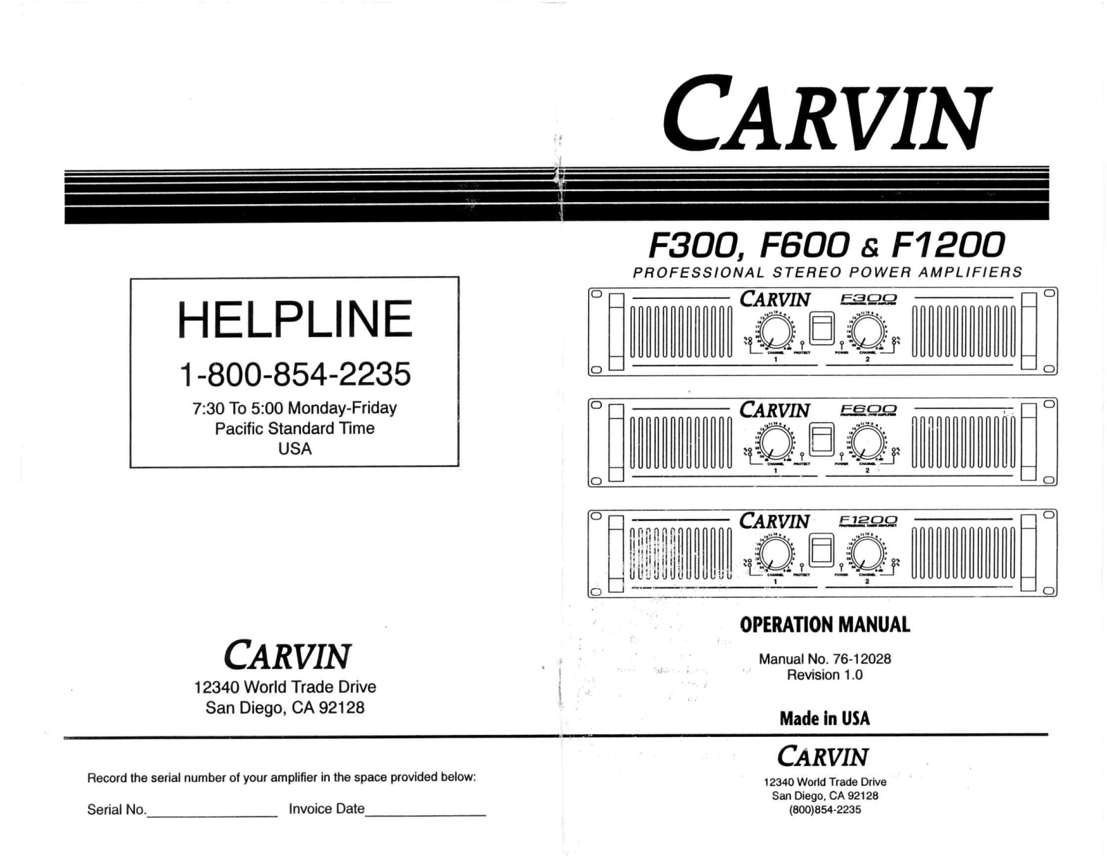 Carvin F300 User Manual