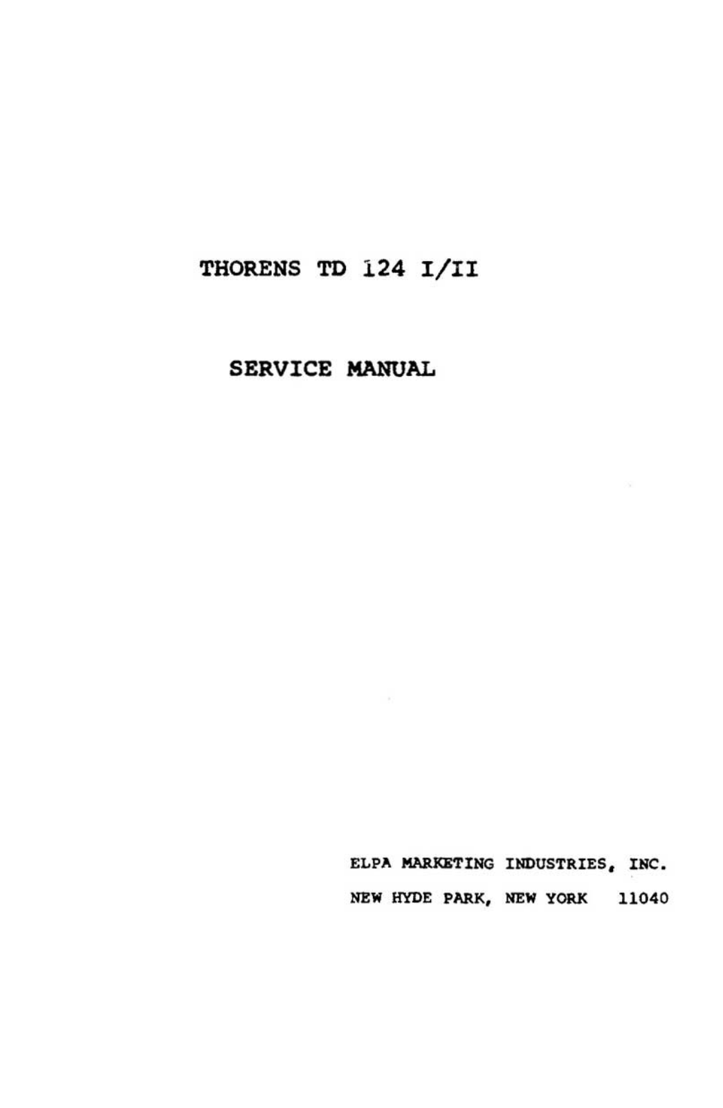 Thorens TD-124 Mk2 Service manual