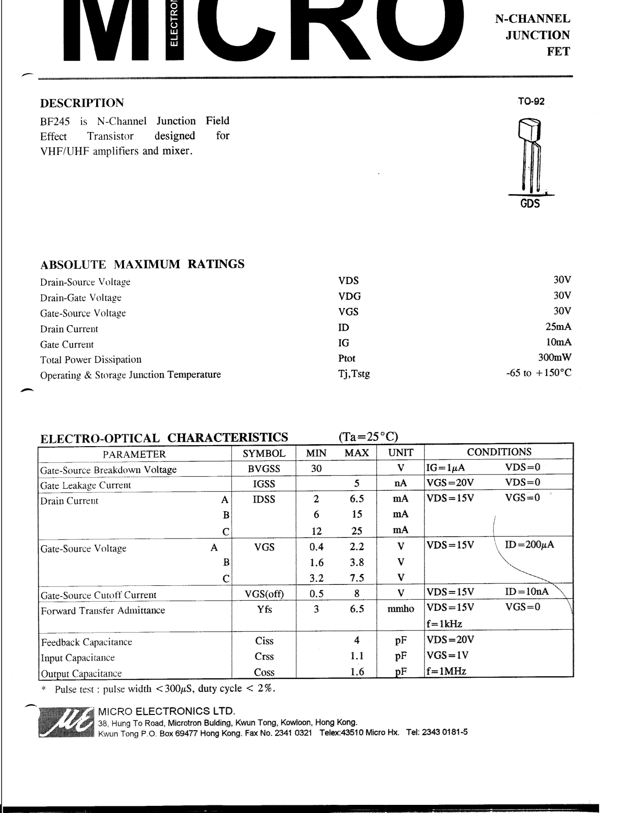 ME BF245 Datasheet