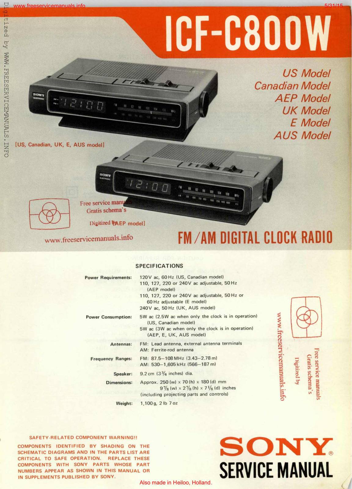 Sony ICF-C800W, CFS-1000L, PS-LX210 Service Manual