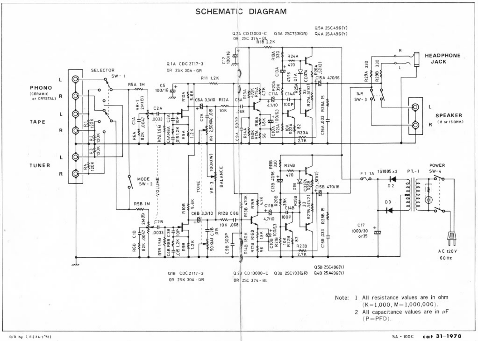 Realistic SA-100C Schematic