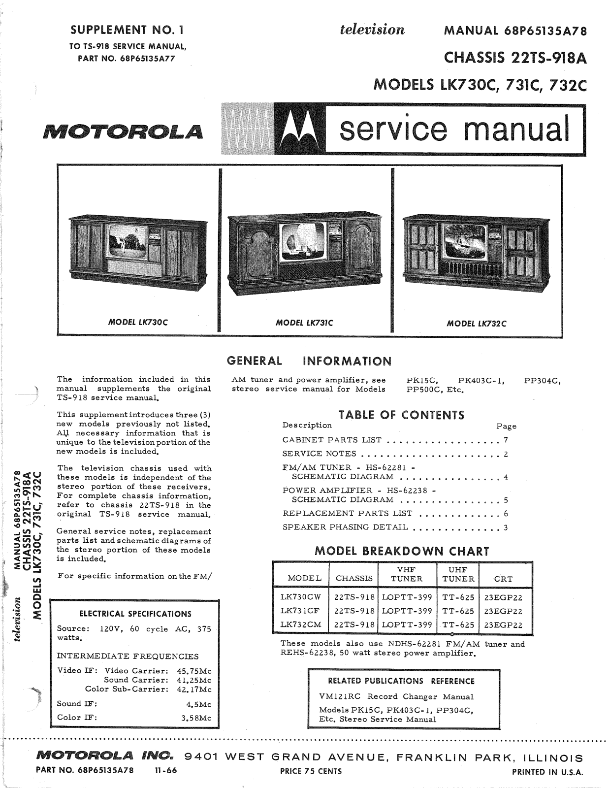 Moth Audio LK-730-C, LK-732-C, LK-731-C Service manual