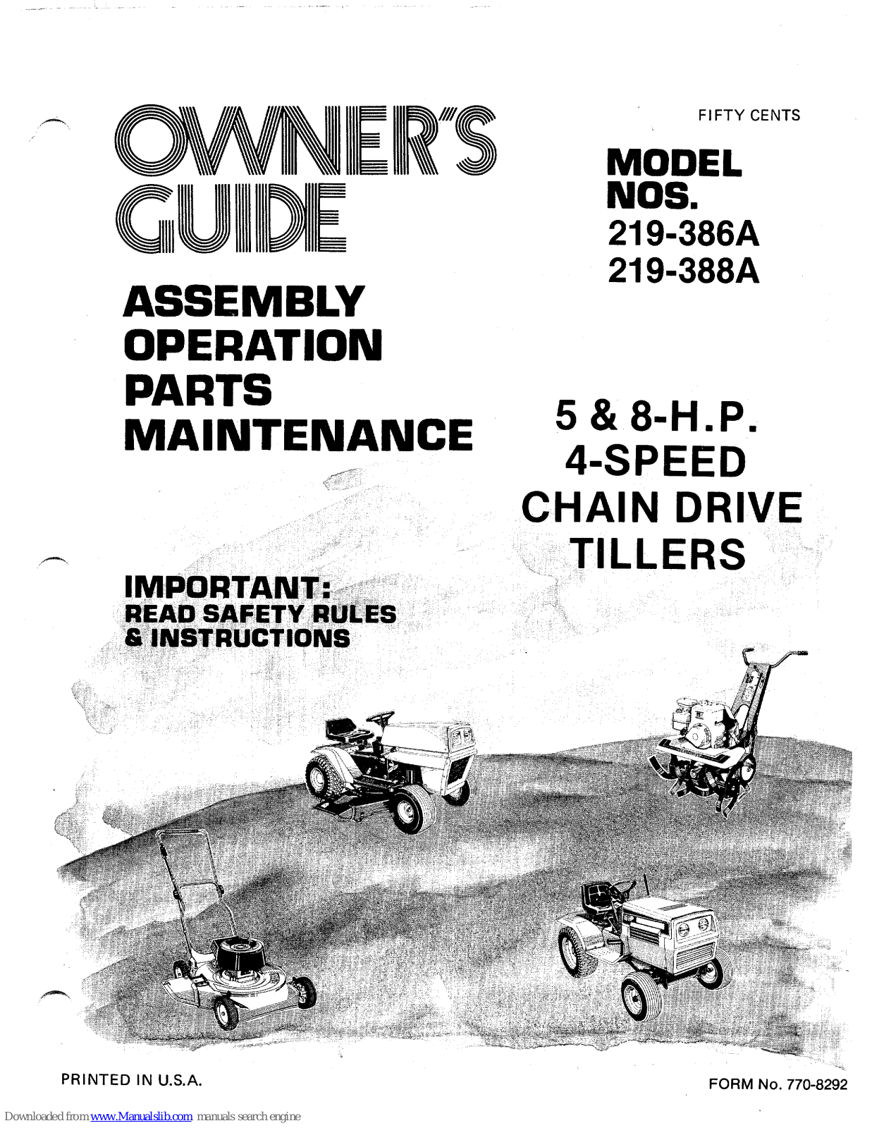 MTD 219-386A, 219-388A Owner's Manual