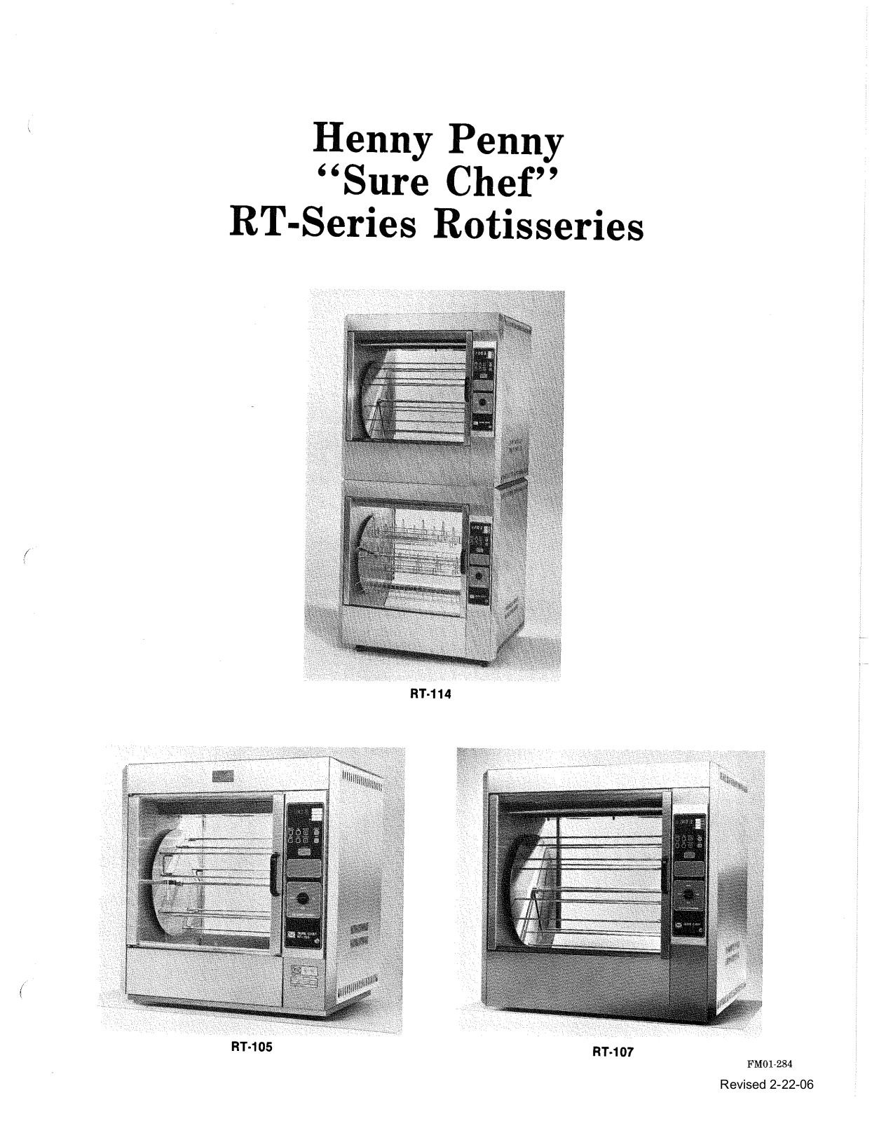 Henny Penny RT-114, RT-105, RT-107 Installation Manual