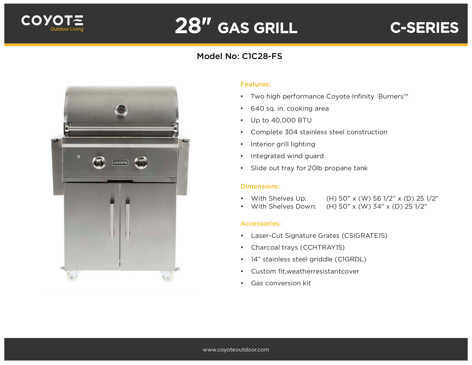 Coyote C1C28-FS Specification Sheet