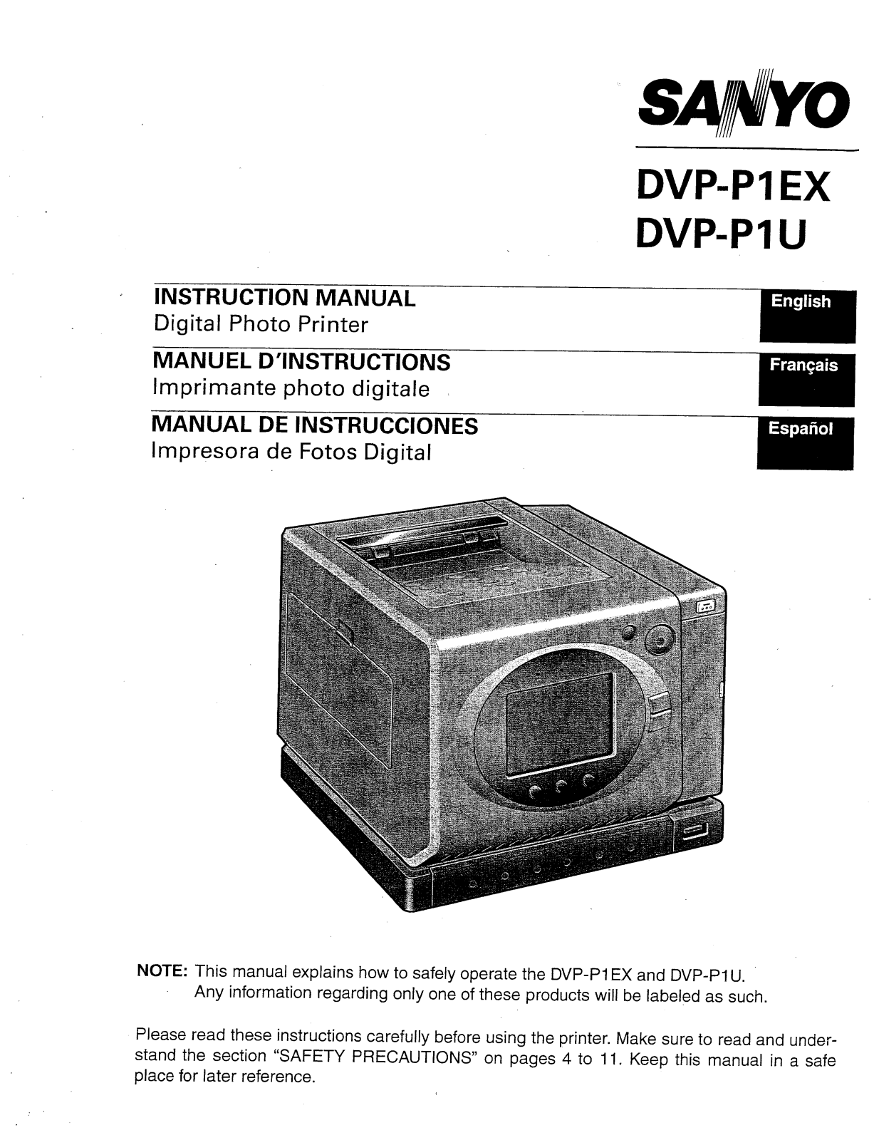 Sanyo DVPP1EX User Manual