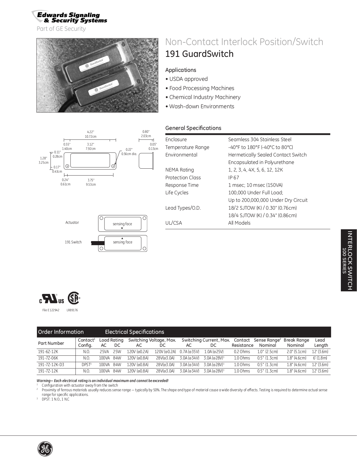 Edwards Signaling 191 GuardSwitch Catalog Page